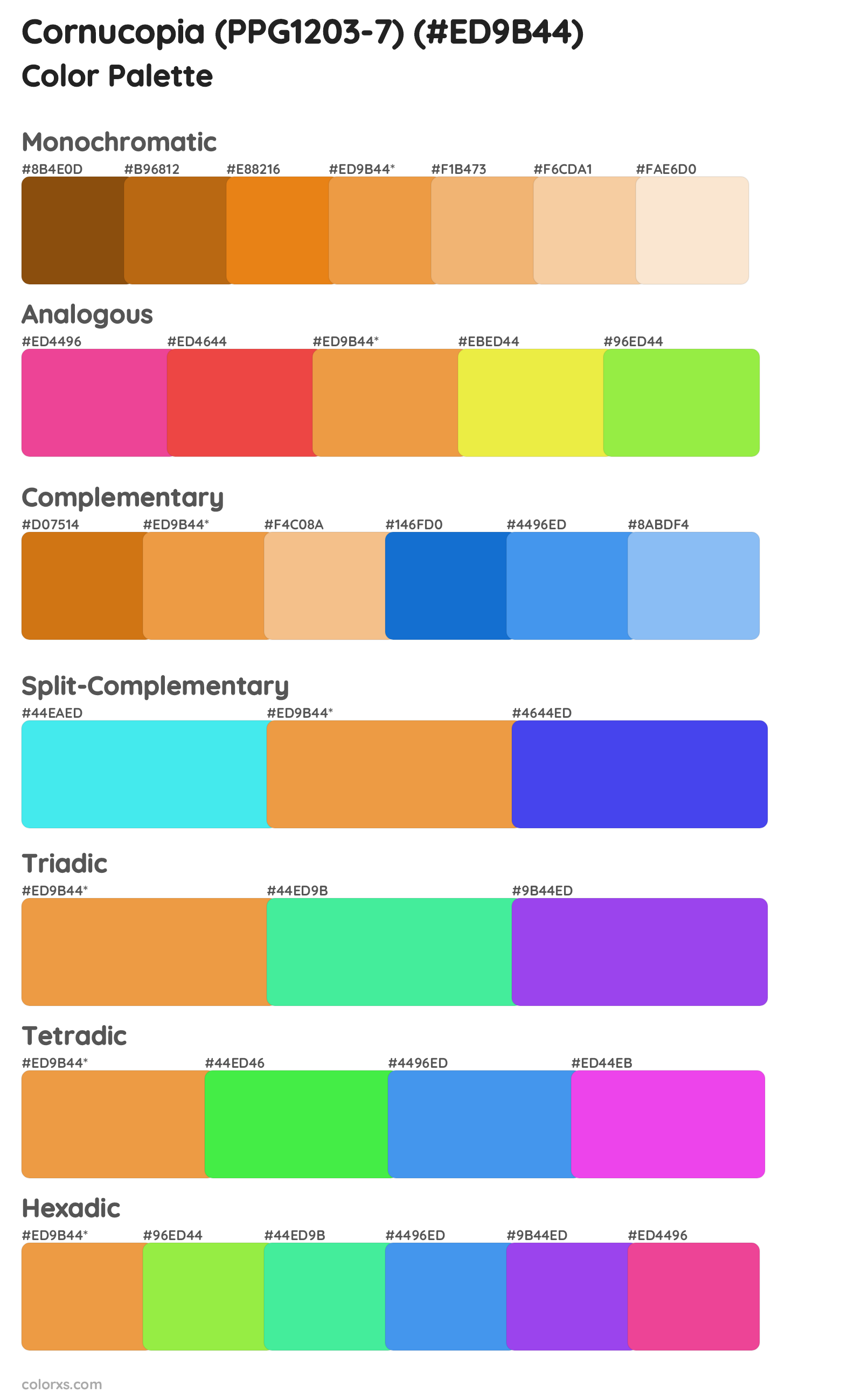 Cornucopia (PPG1203-7) Color Scheme Palettes