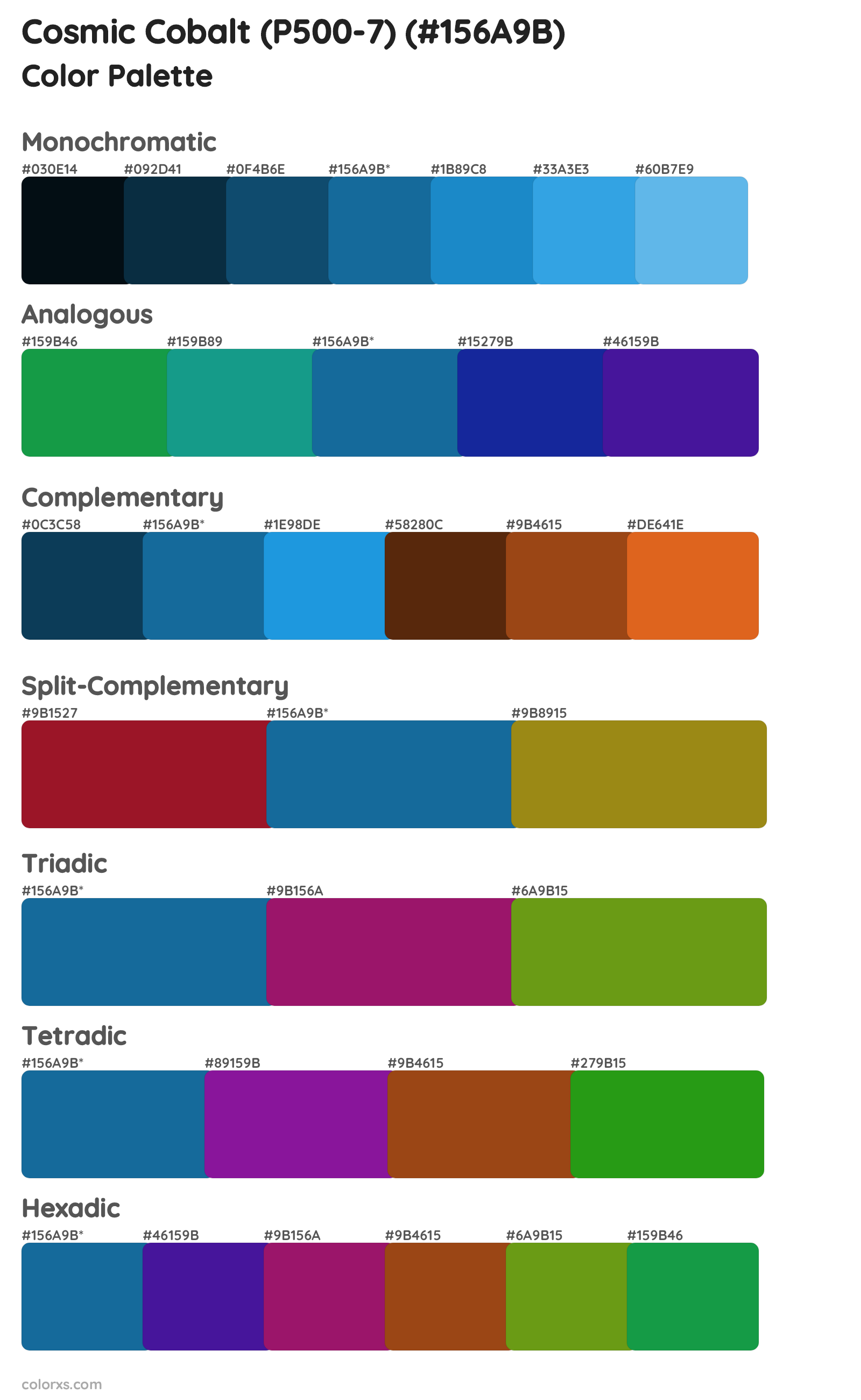 Cosmic Cobalt (P500-7) Color Scheme Palettes