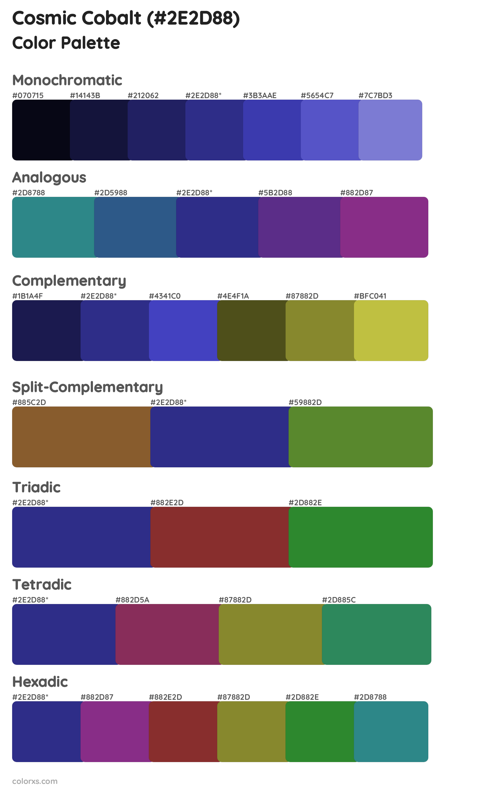 Cosmic Cobalt Color Scheme Palettes