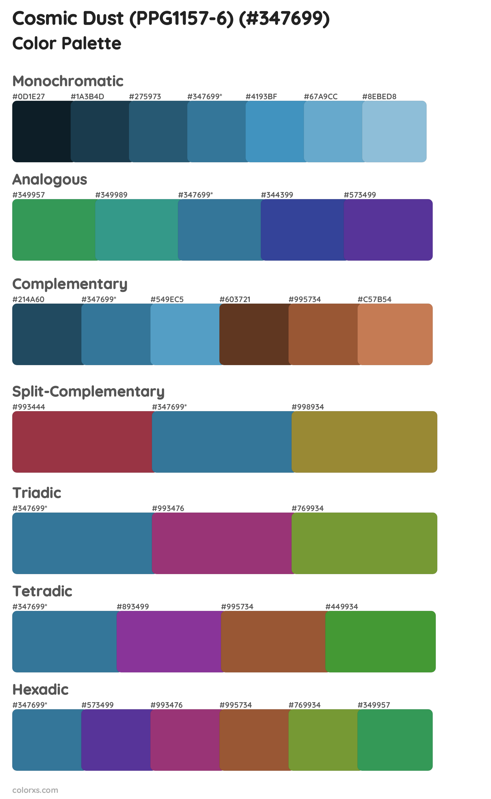 Cosmic Dust (PPG1157-6) Color Scheme Palettes