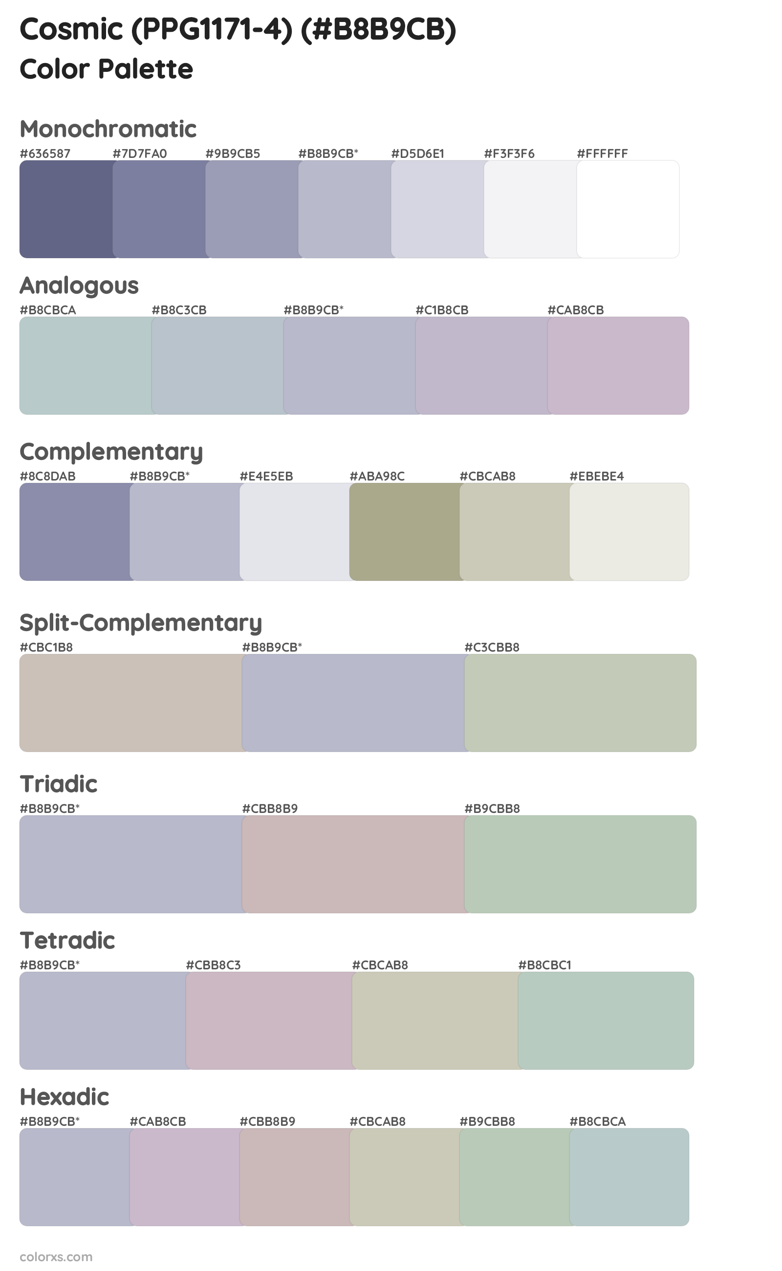 Cosmic (PPG1171-4) Color Scheme Palettes