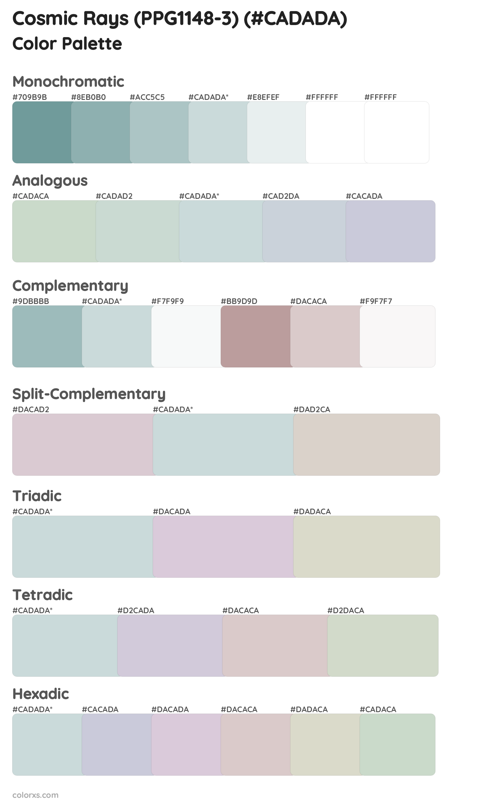 Cosmic Rays (PPG1148-3) Color Scheme Palettes