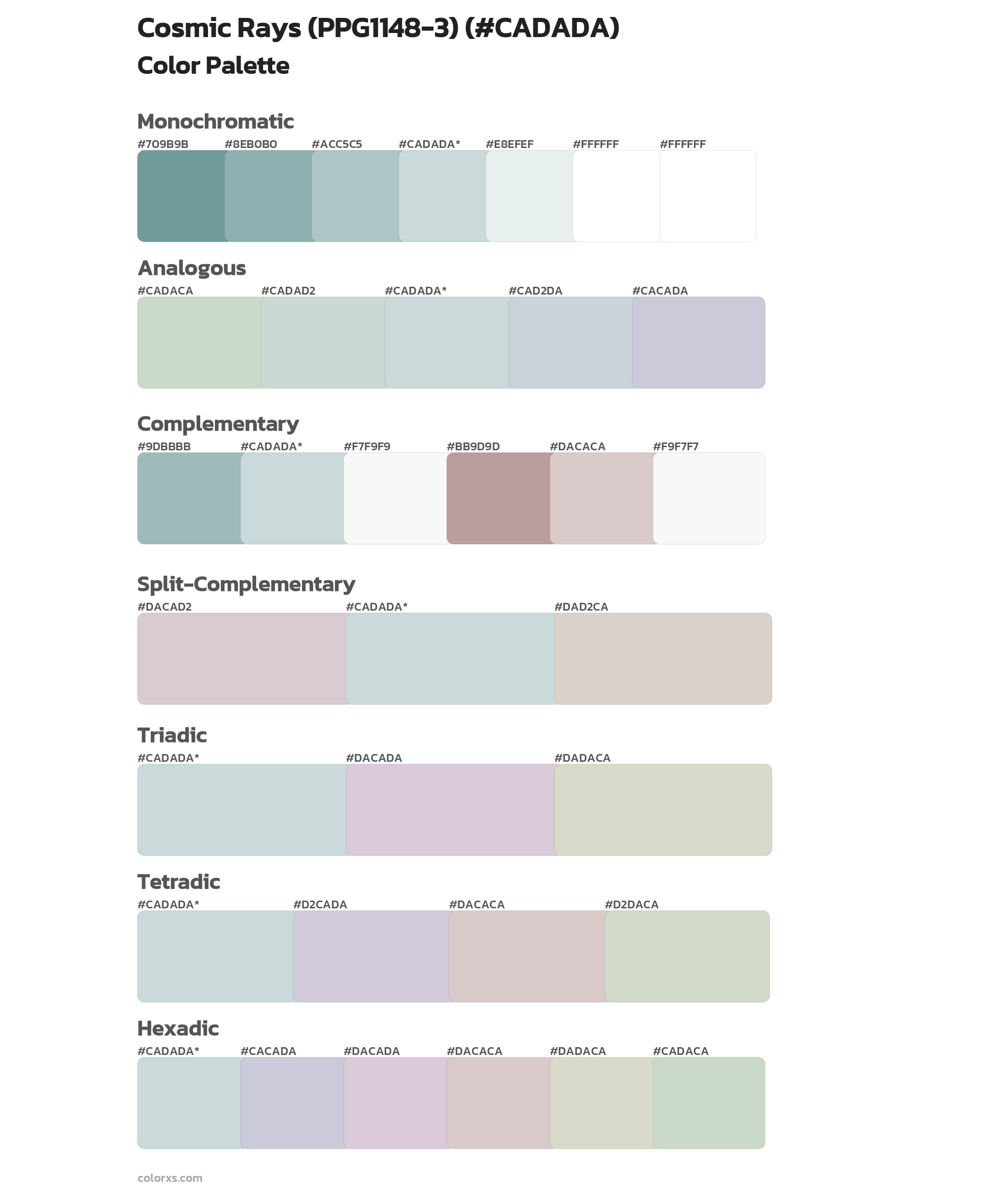 Cosmic Rays (PPG1148-3) Color Scheme Palettes