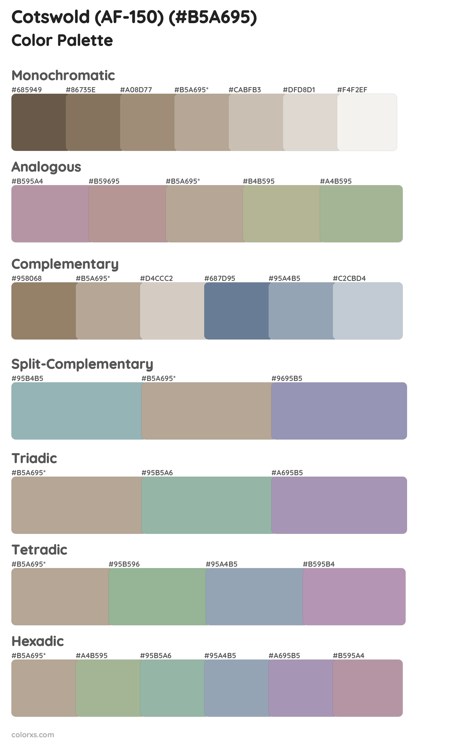 Cotswold (AF-150) Color Scheme Palettes