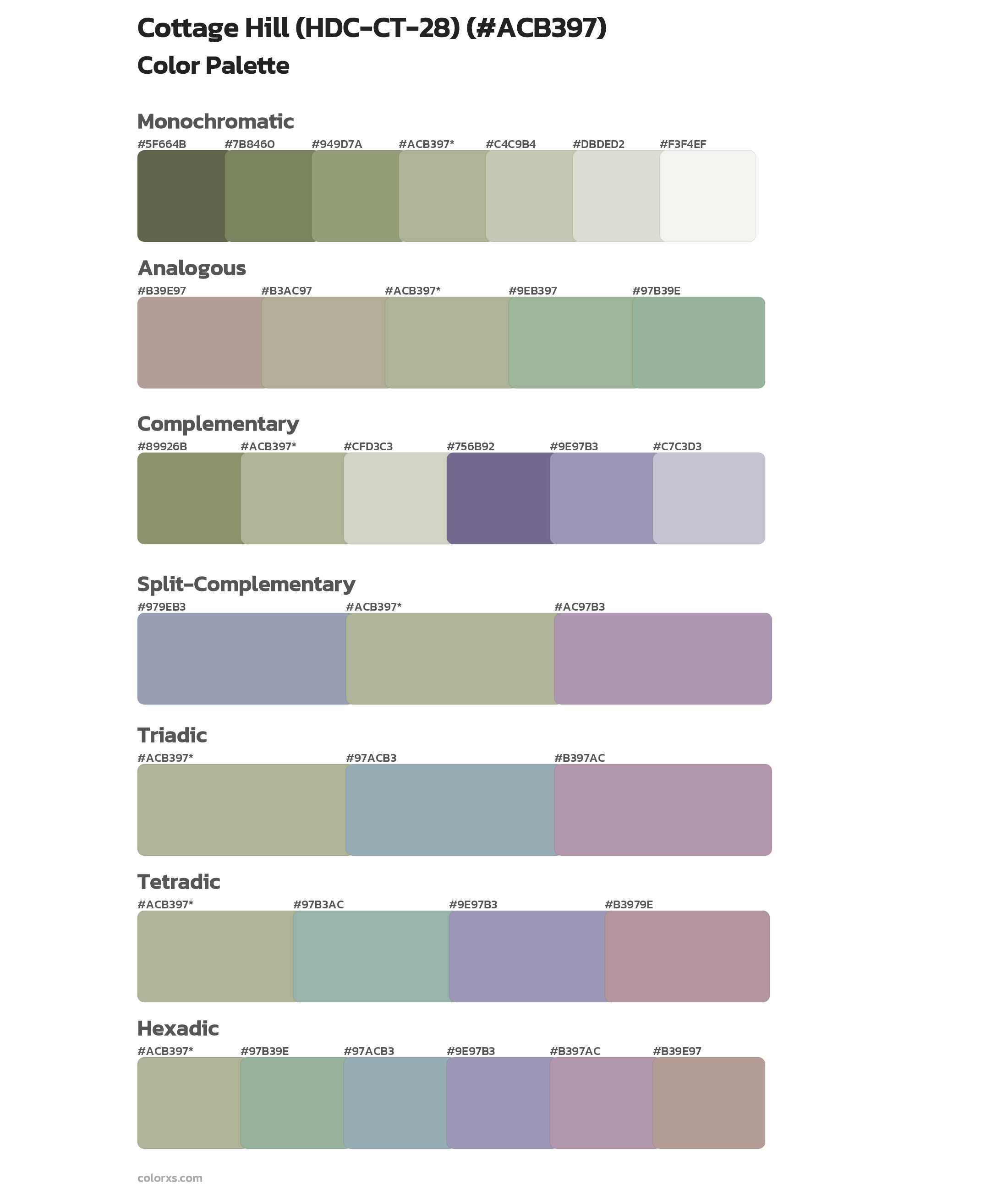 Cottage Hill (HDC-CT-28) Color Scheme Palettes