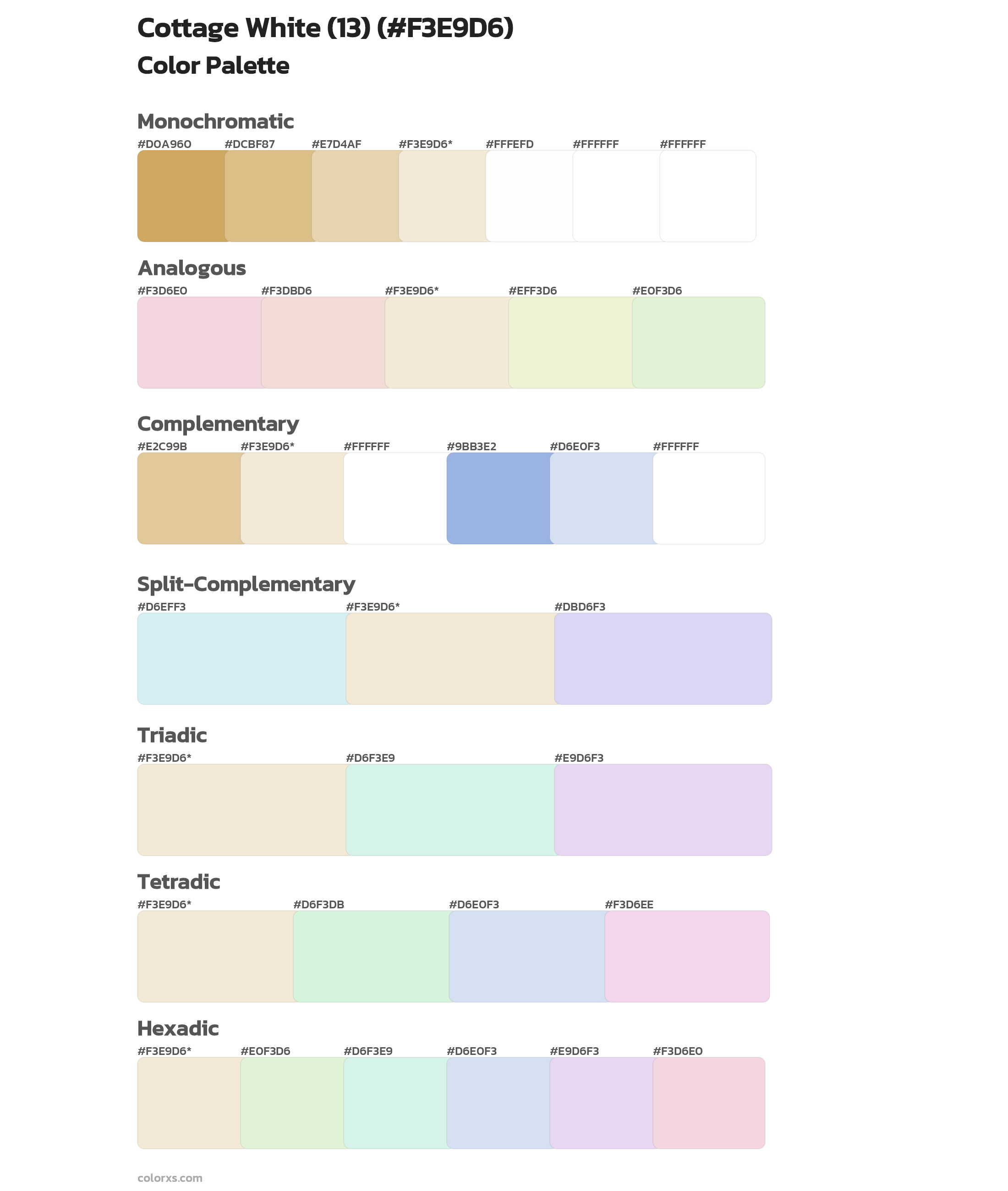 Cottage White (13) Color Scheme Palettes