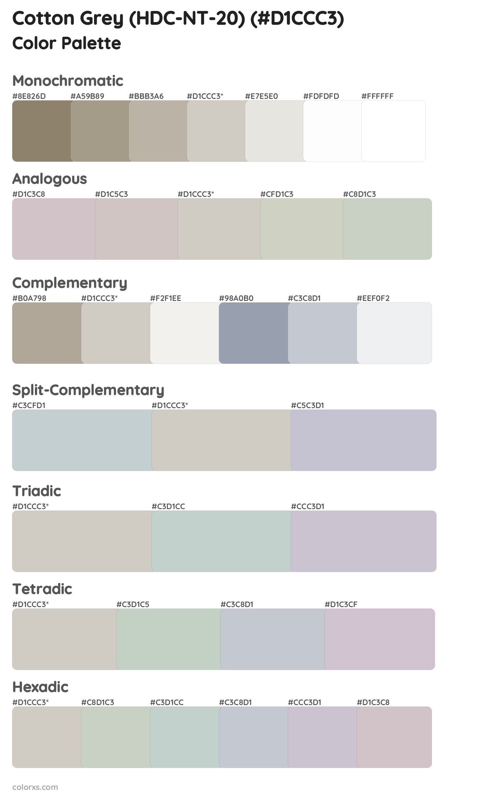 Cotton Grey (HDC-NT-20) Color Scheme Palettes