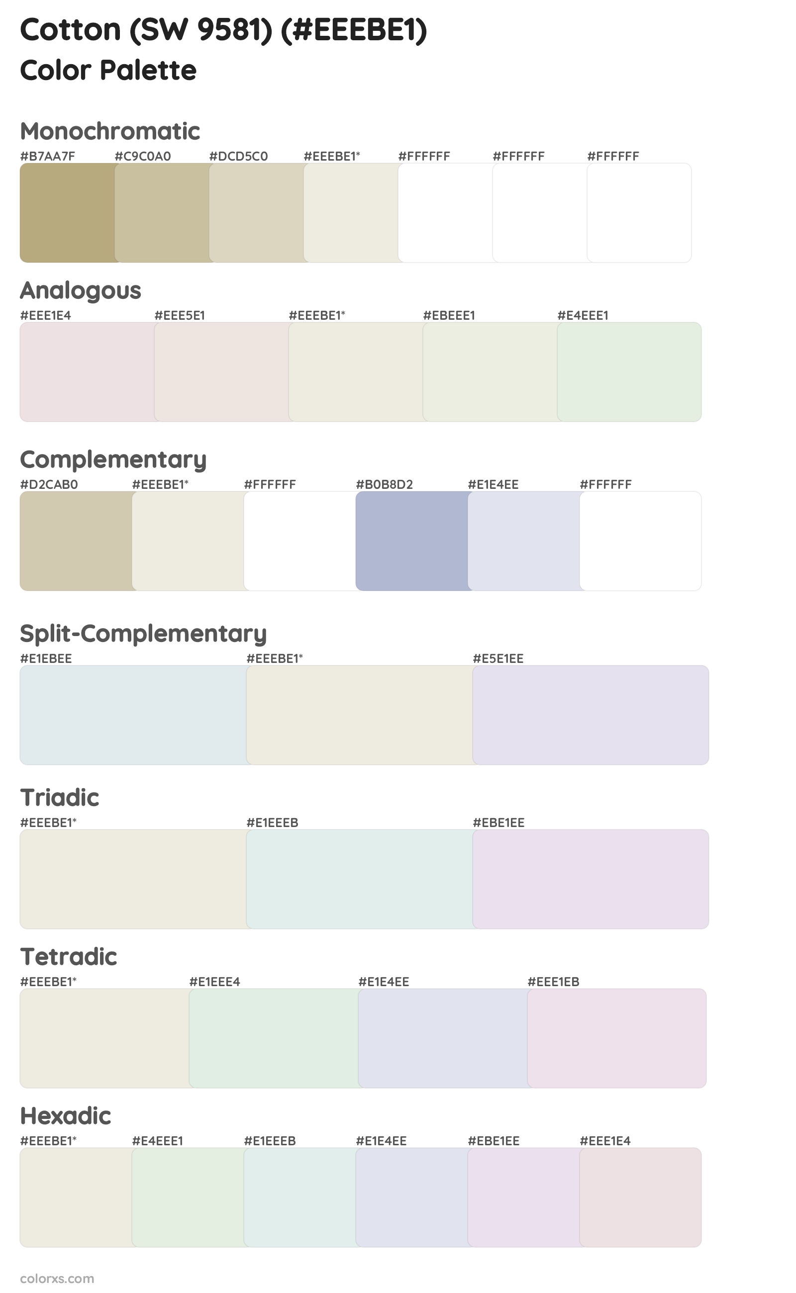 Cotton (SW 9581) Color Scheme Palettes