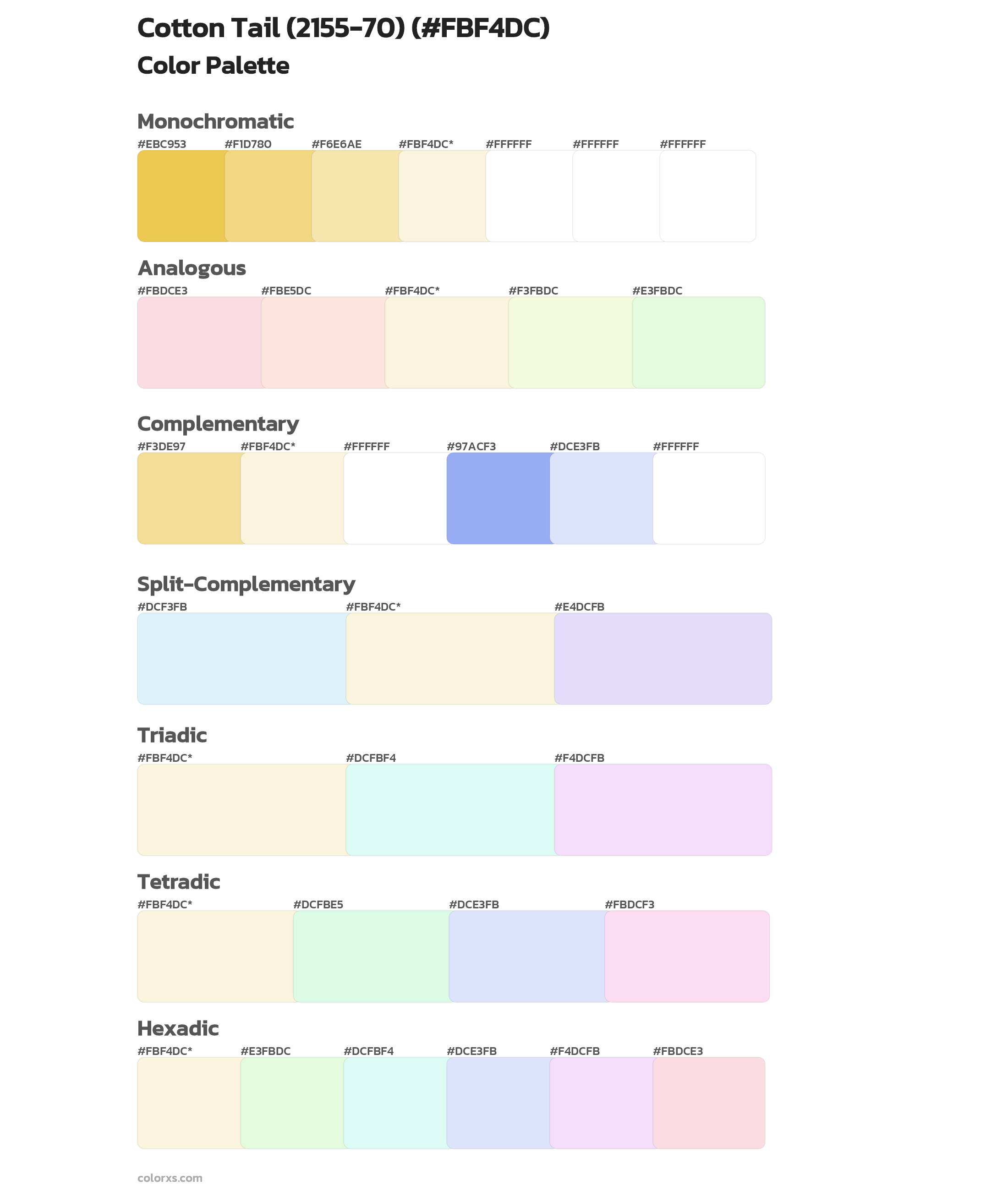 Cotton Tail (2155-70) Color Scheme Palettes