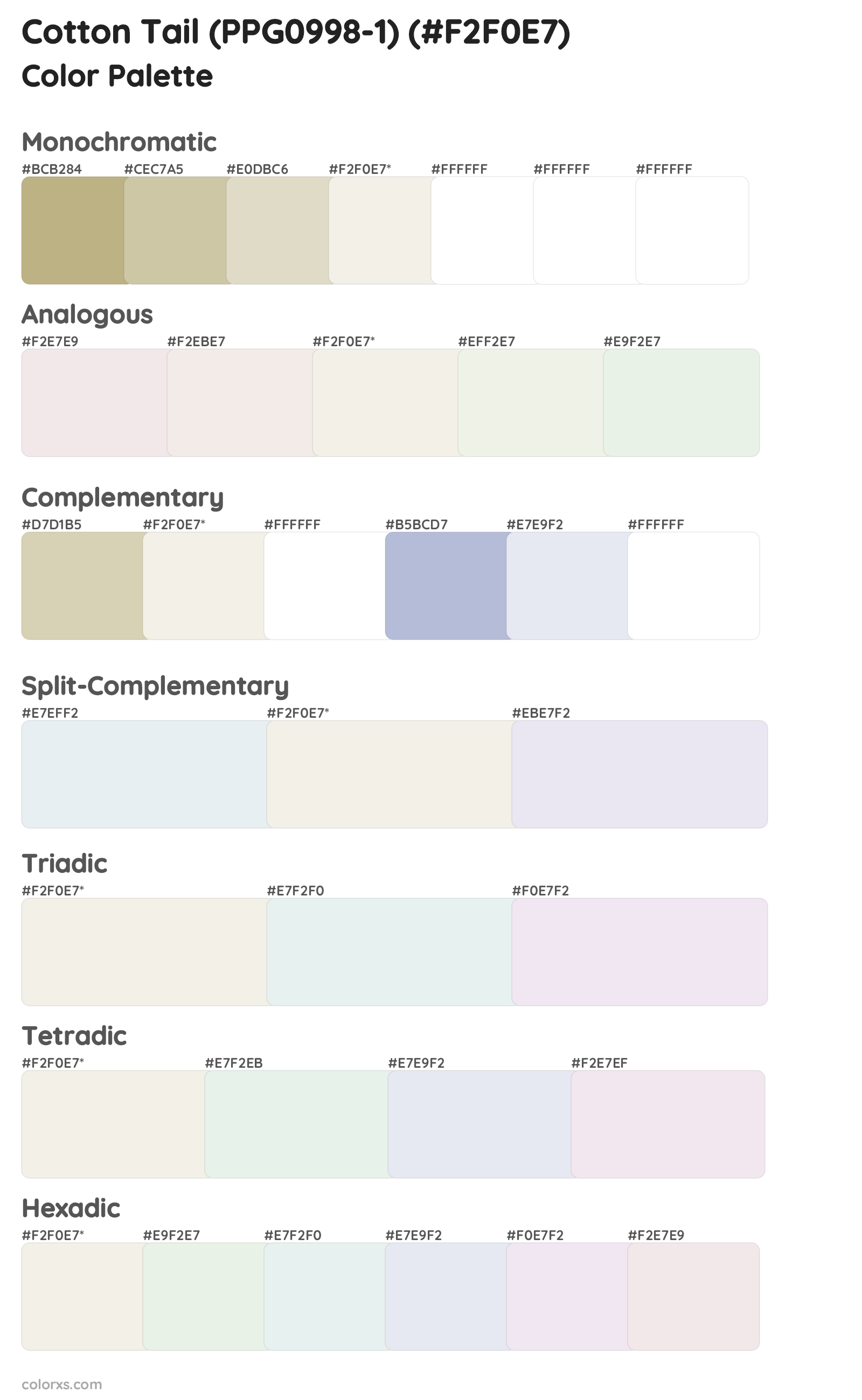Cotton Tail (PPG0998-1) Color Scheme Palettes