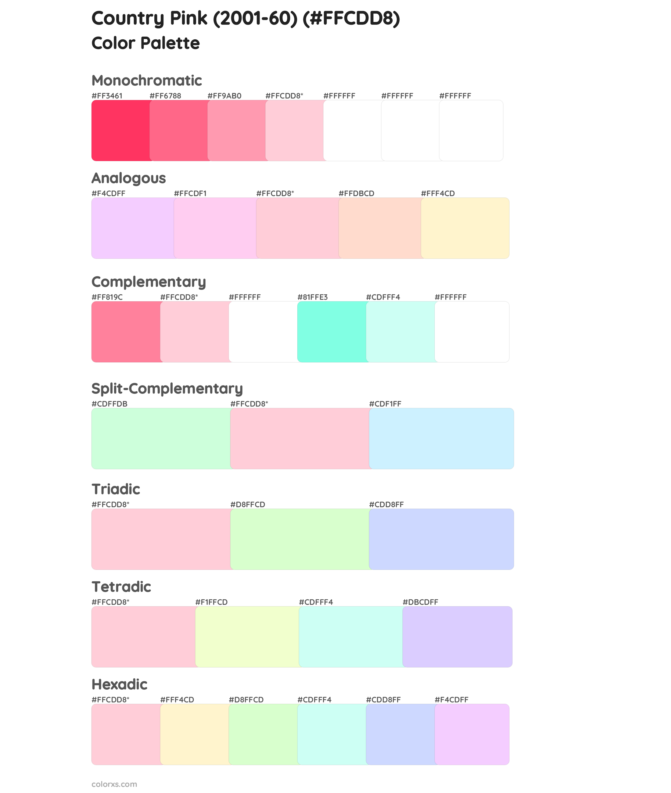Country Pink (2001-60) Color Scheme Palettes