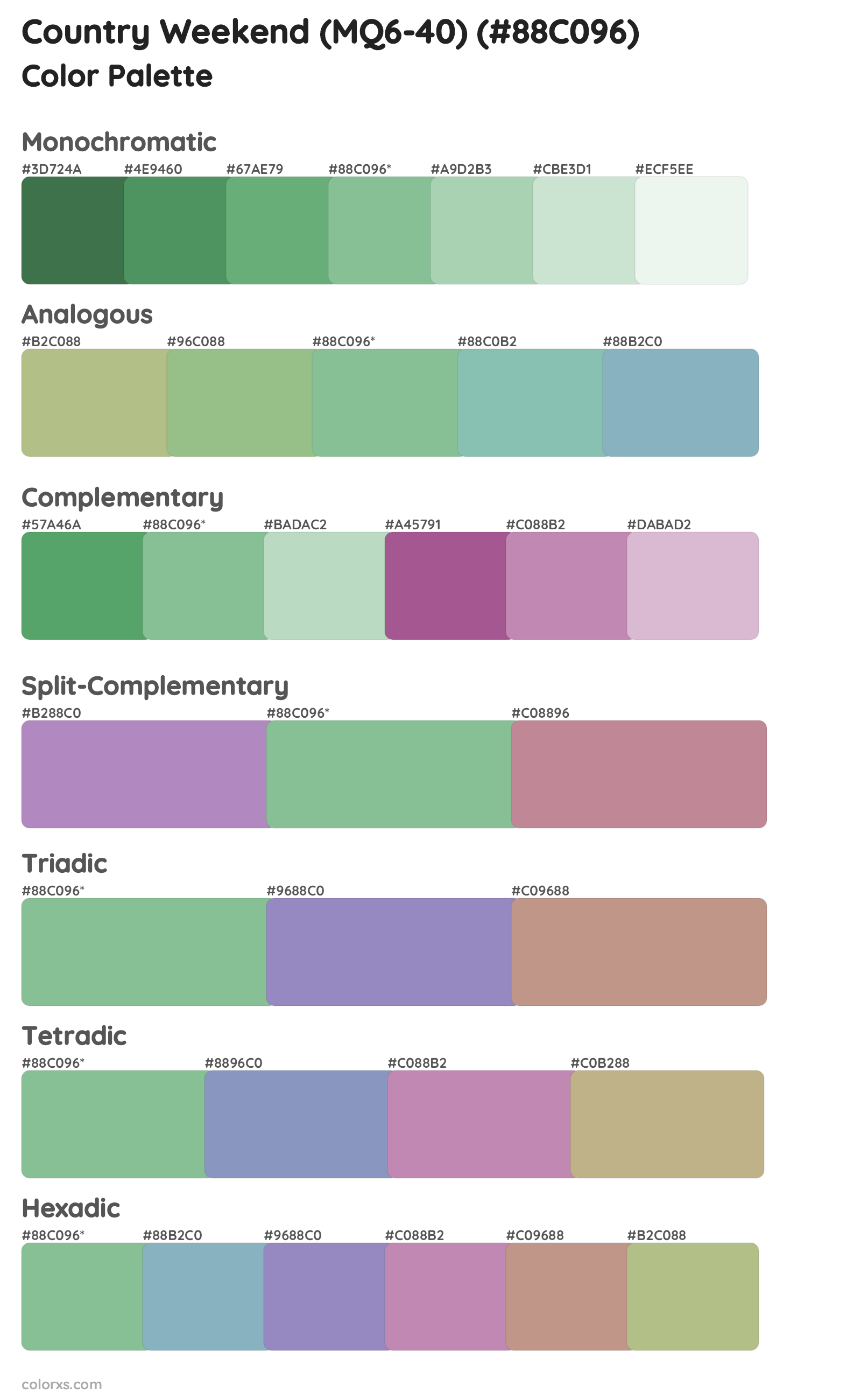 Country Weekend (MQ6-40) Color Scheme Palettes