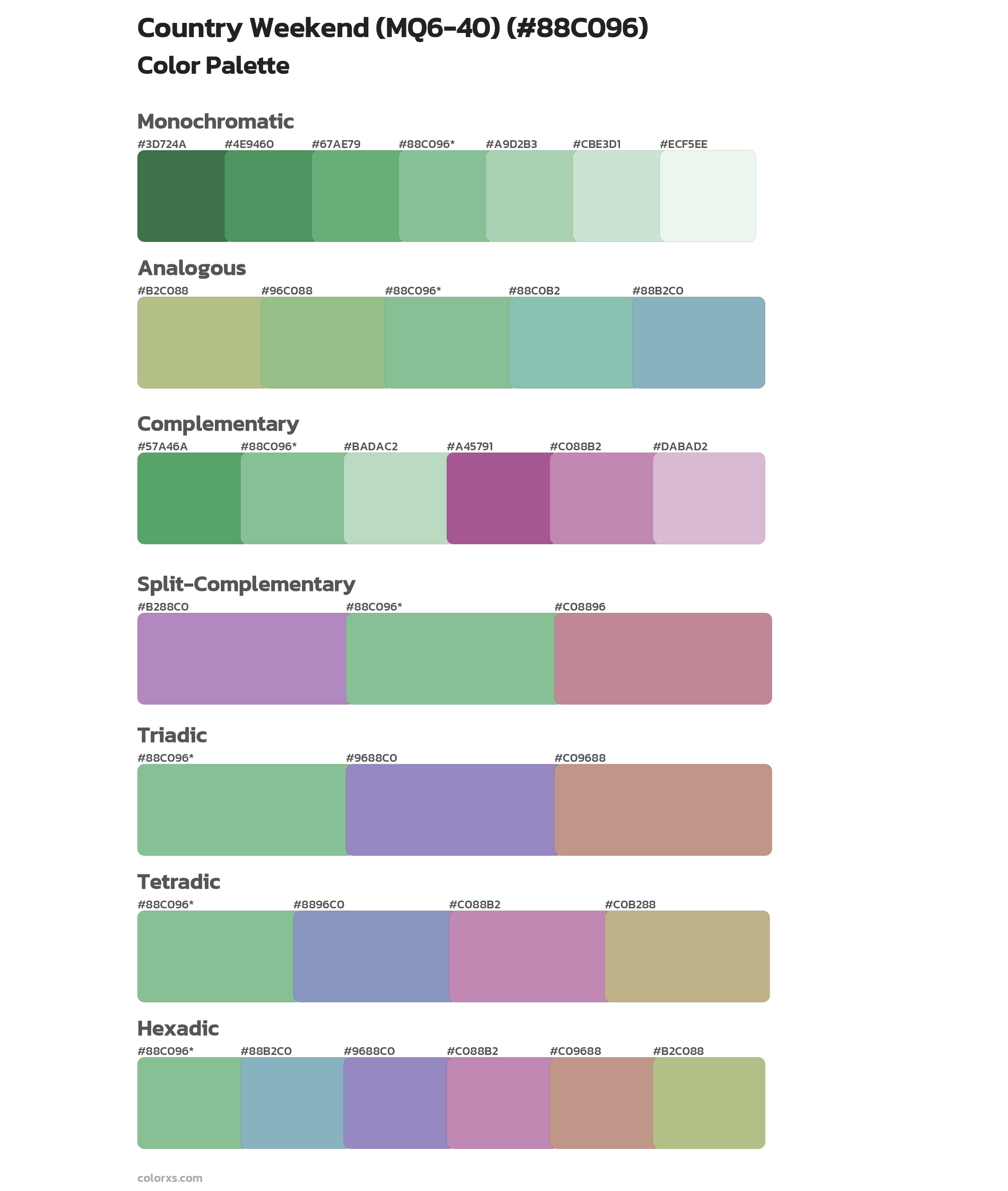 Country Weekend (MQ6-40) Color Scheme Palettes