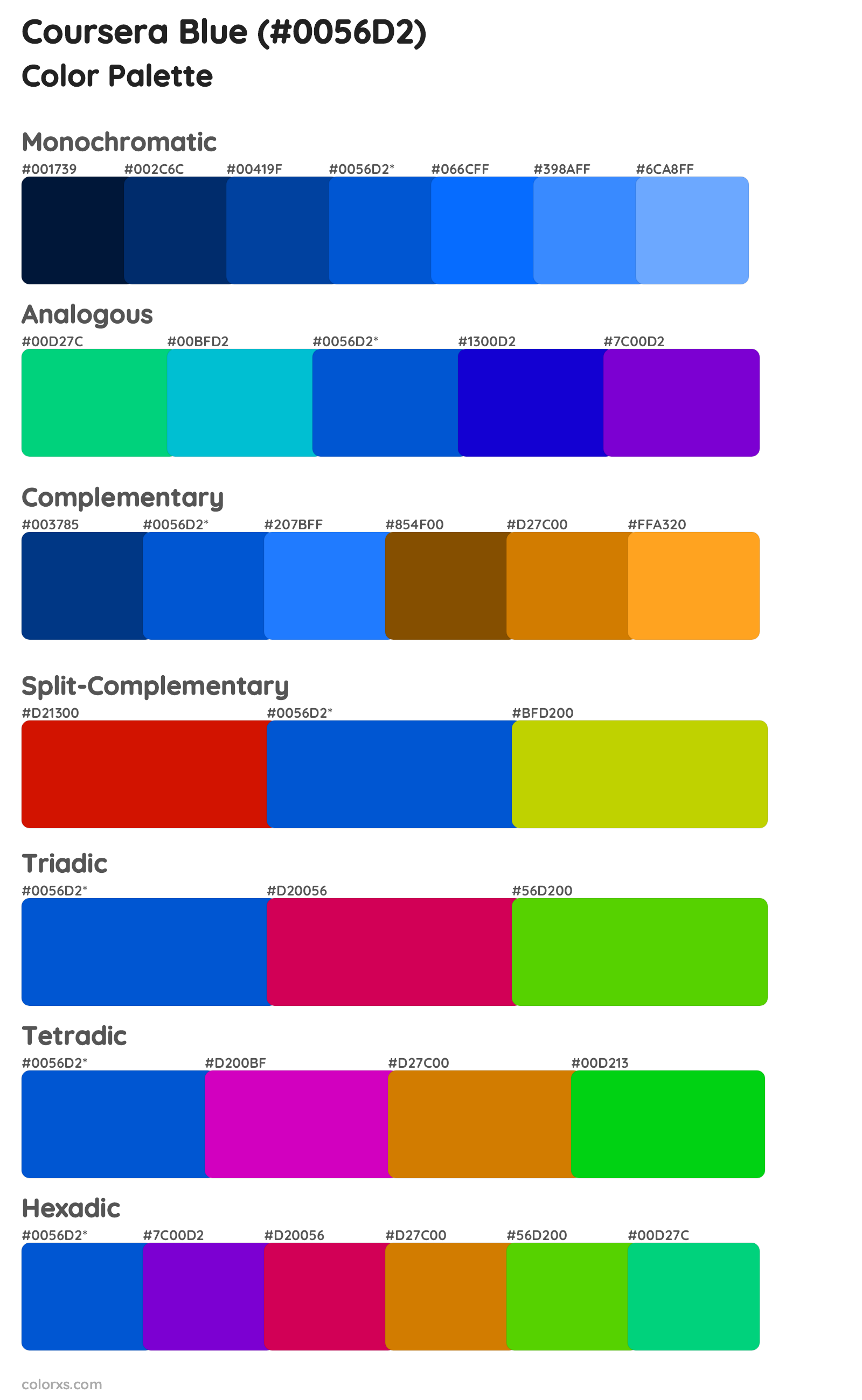 Coursera Blue Color Scheme Palettes