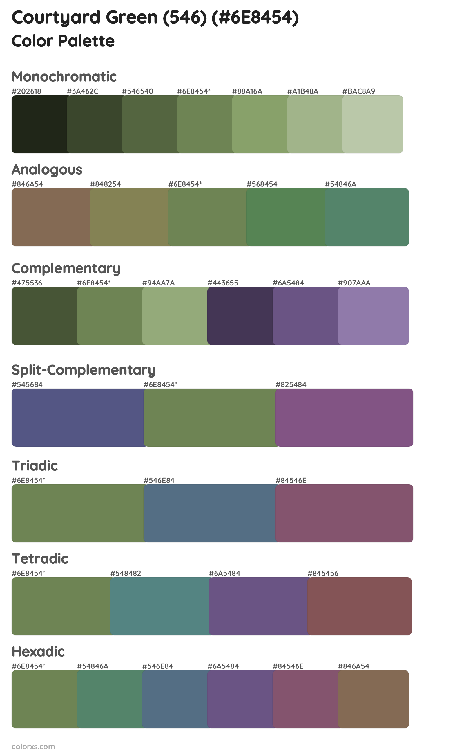 Courtyard Green (546) Color Scheme Palettes