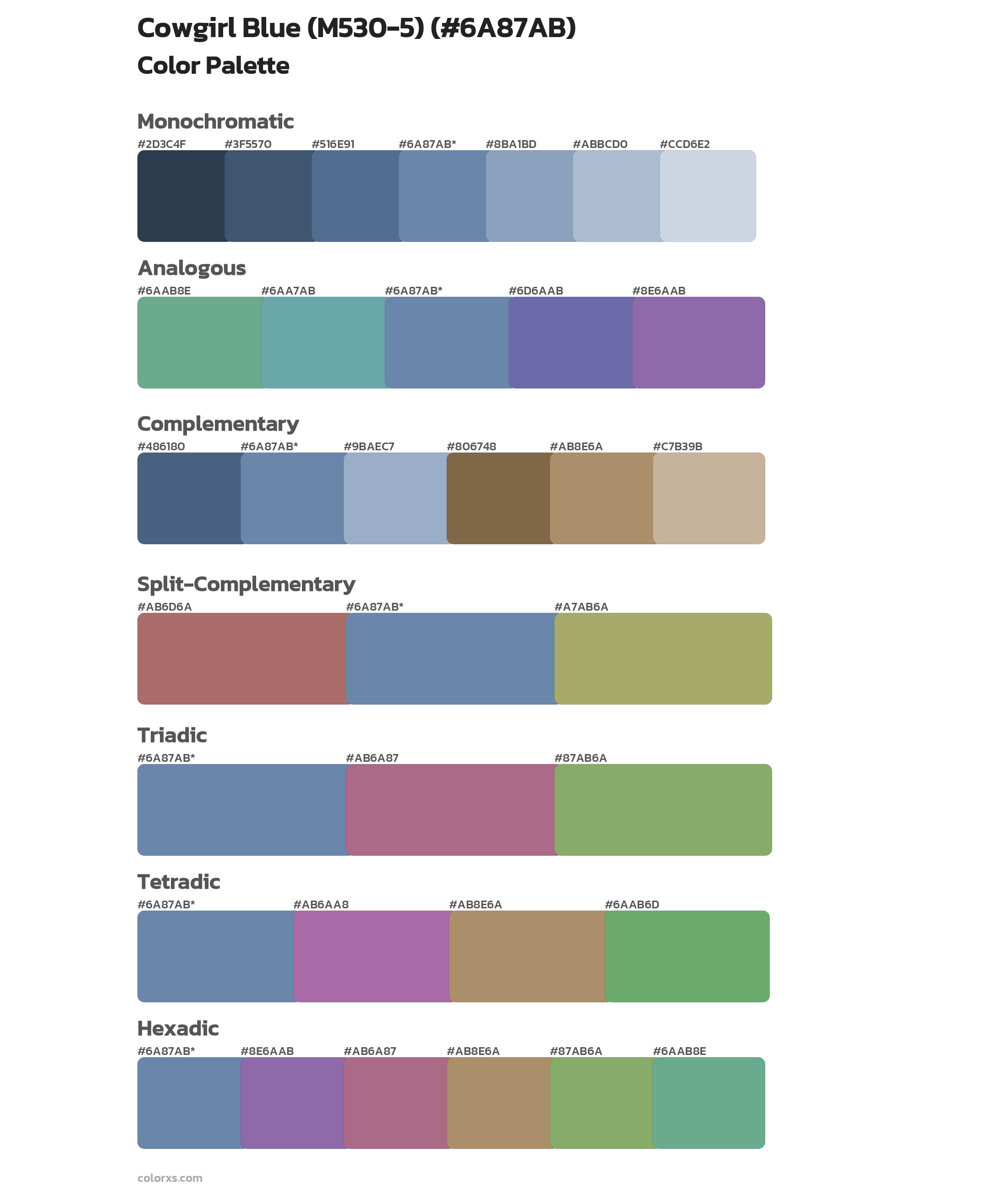 Cowgirl Blue (M530-5) Color Scheme Palettes