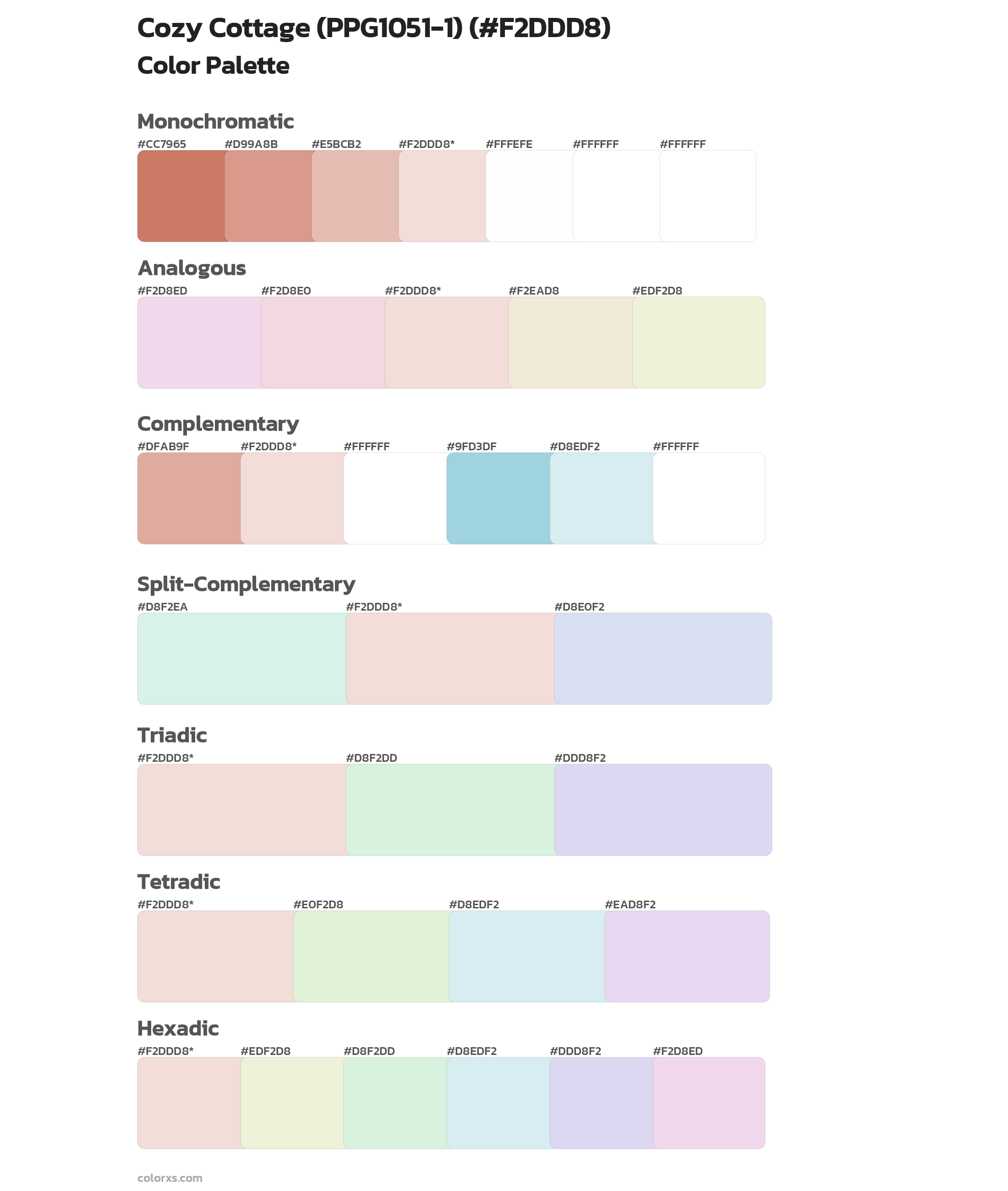Cozy Cottage (PPG1051-1) Color Scheme Palettes