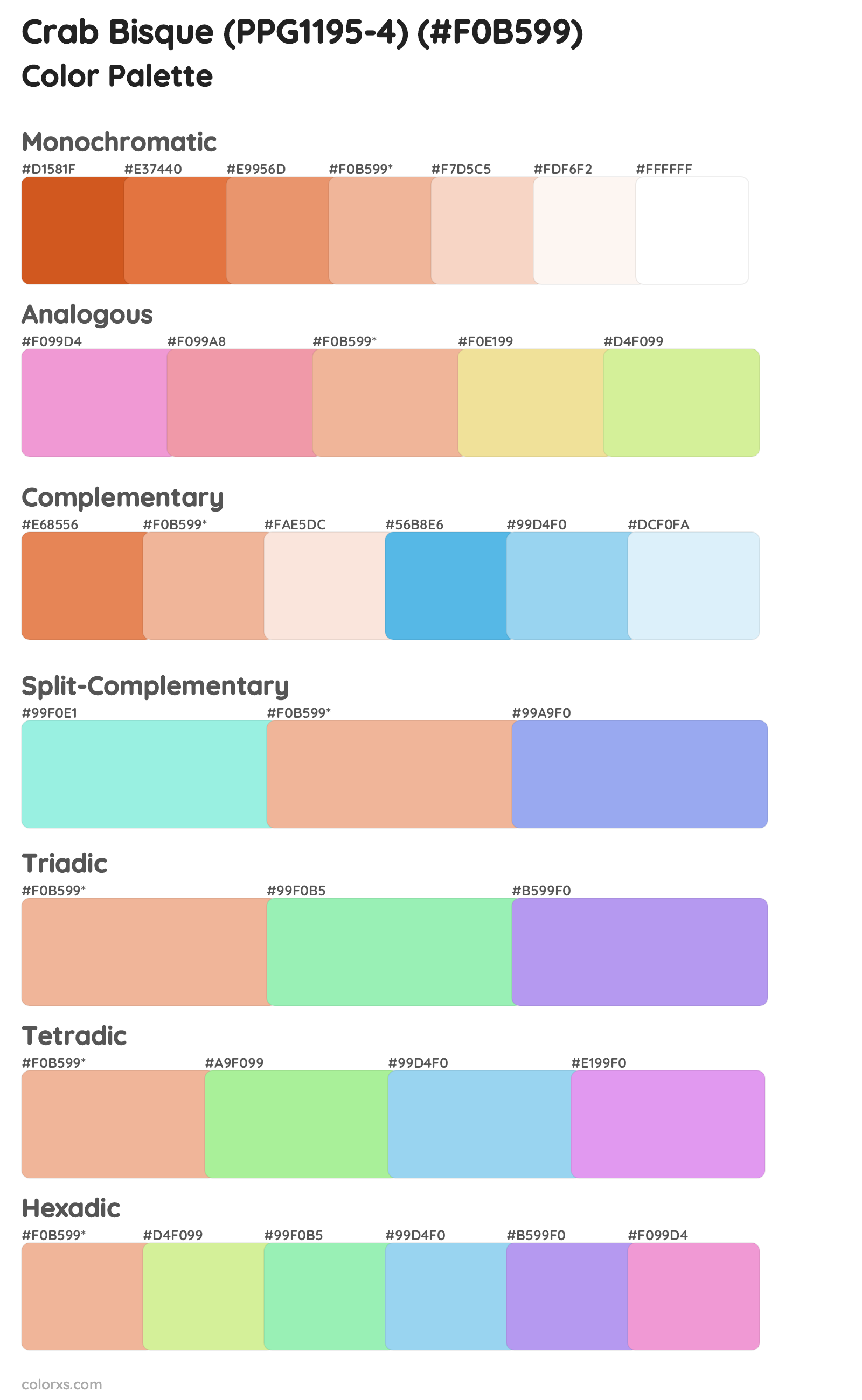 Crab Bisque (PPG1195-4) Color Scheme Palettes