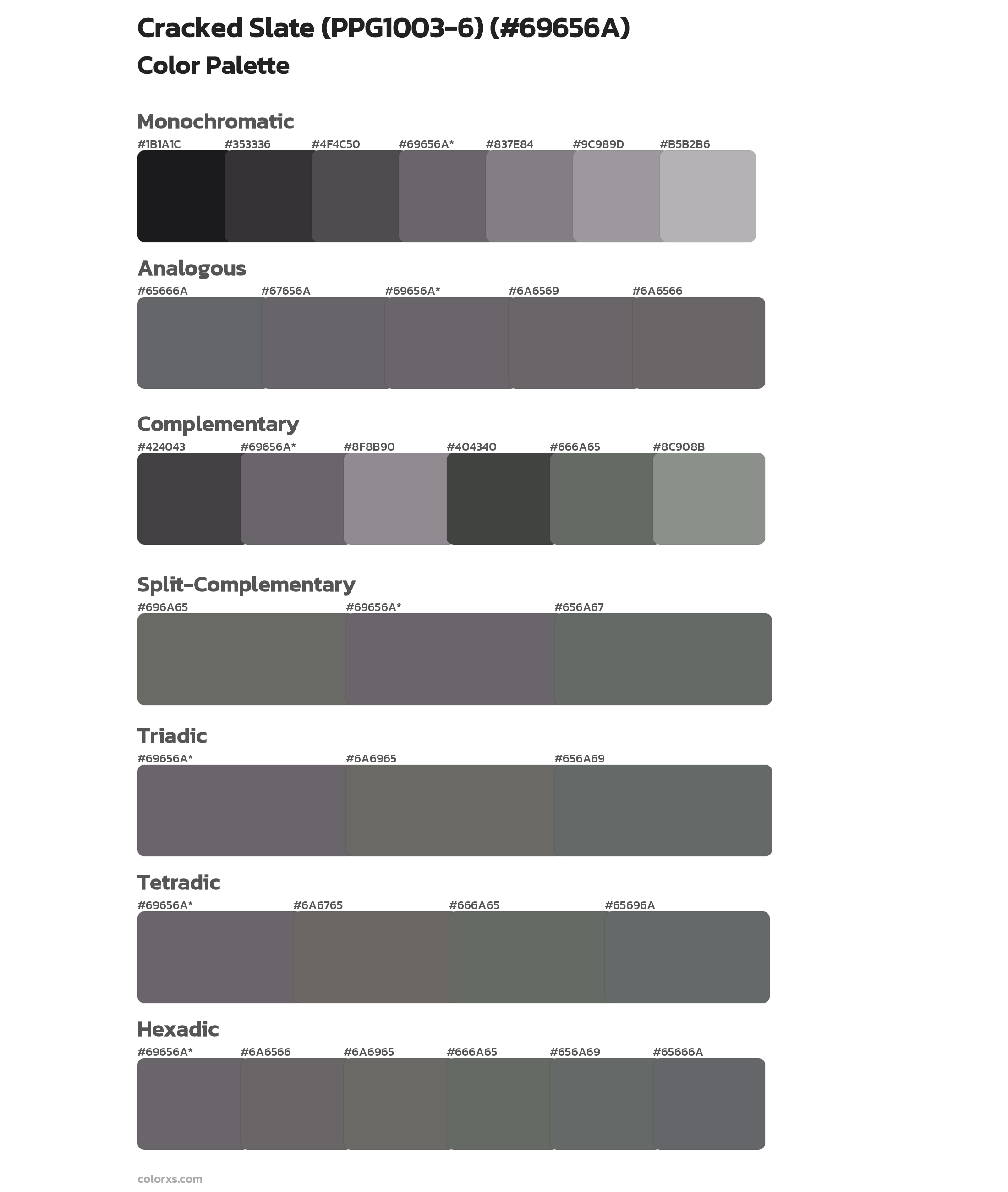 Cracked Slate (PPG1003-6) Color Scheme Palettes