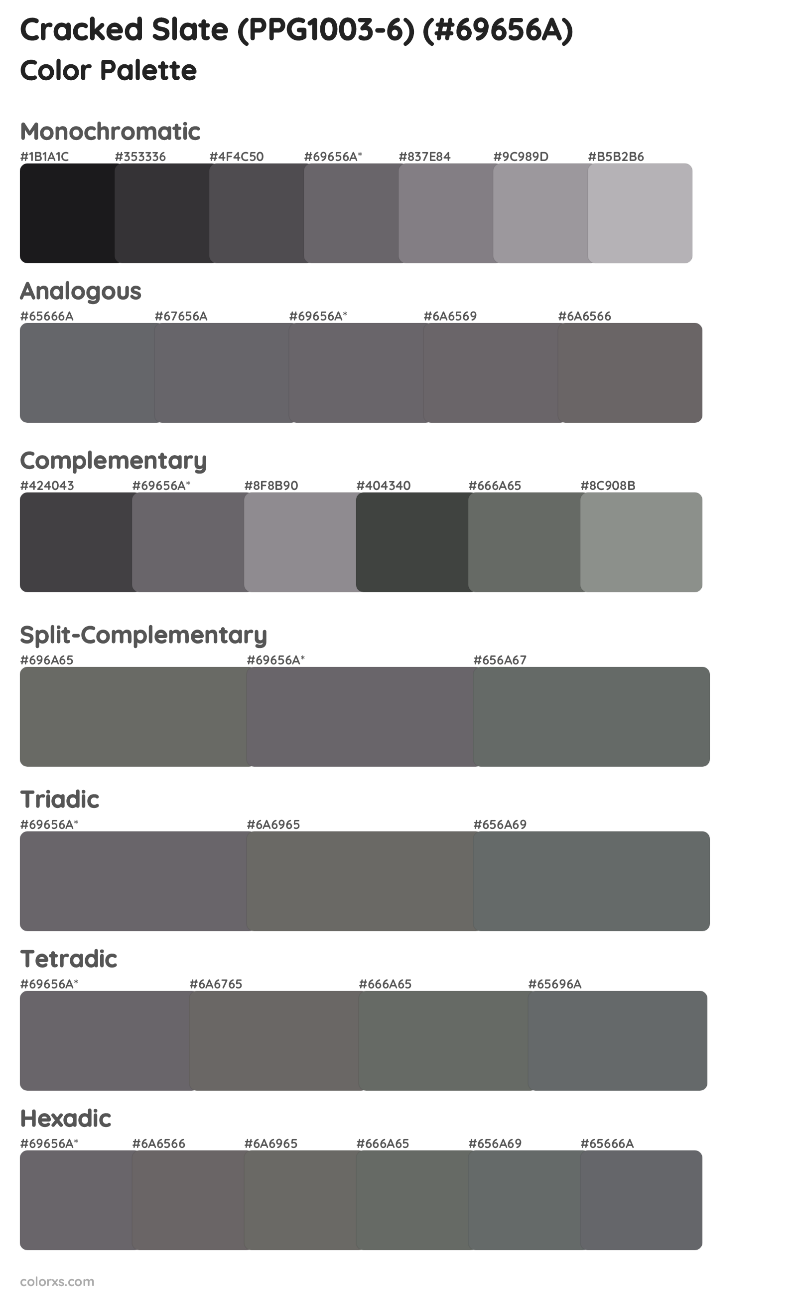 Cracked Slate (PPG1003-6) Color Scheme Palettes