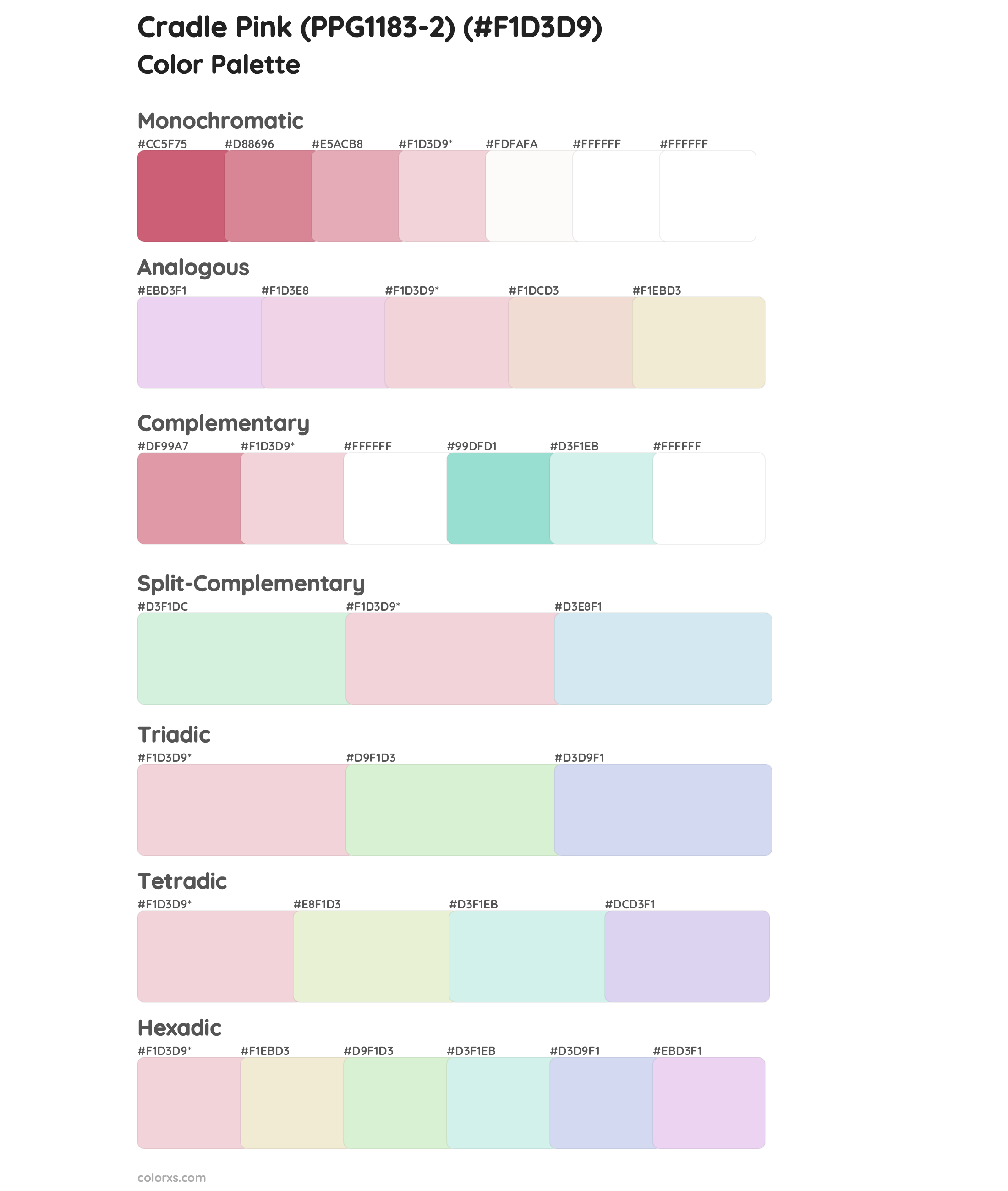 Cradle Pink (PPG1183-2) Color Scheme Palettes