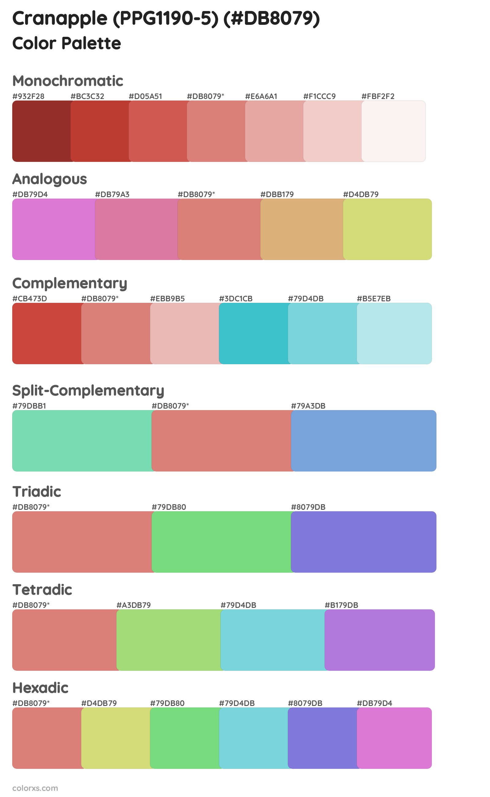Cranapple (PPG1190-5) Color Scheme Palettes