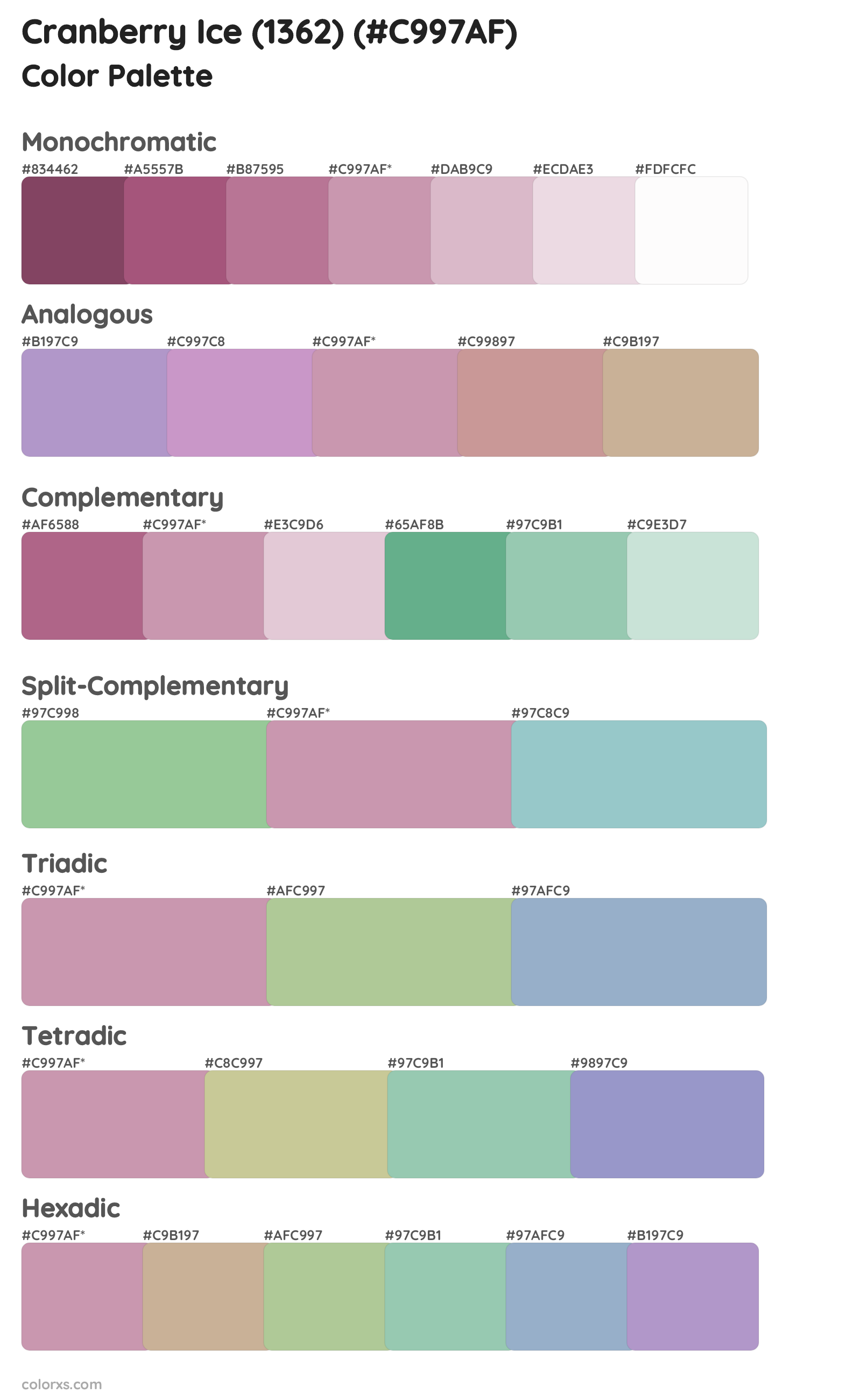Cranberry Ice (1362) Color Scheme Palettes
