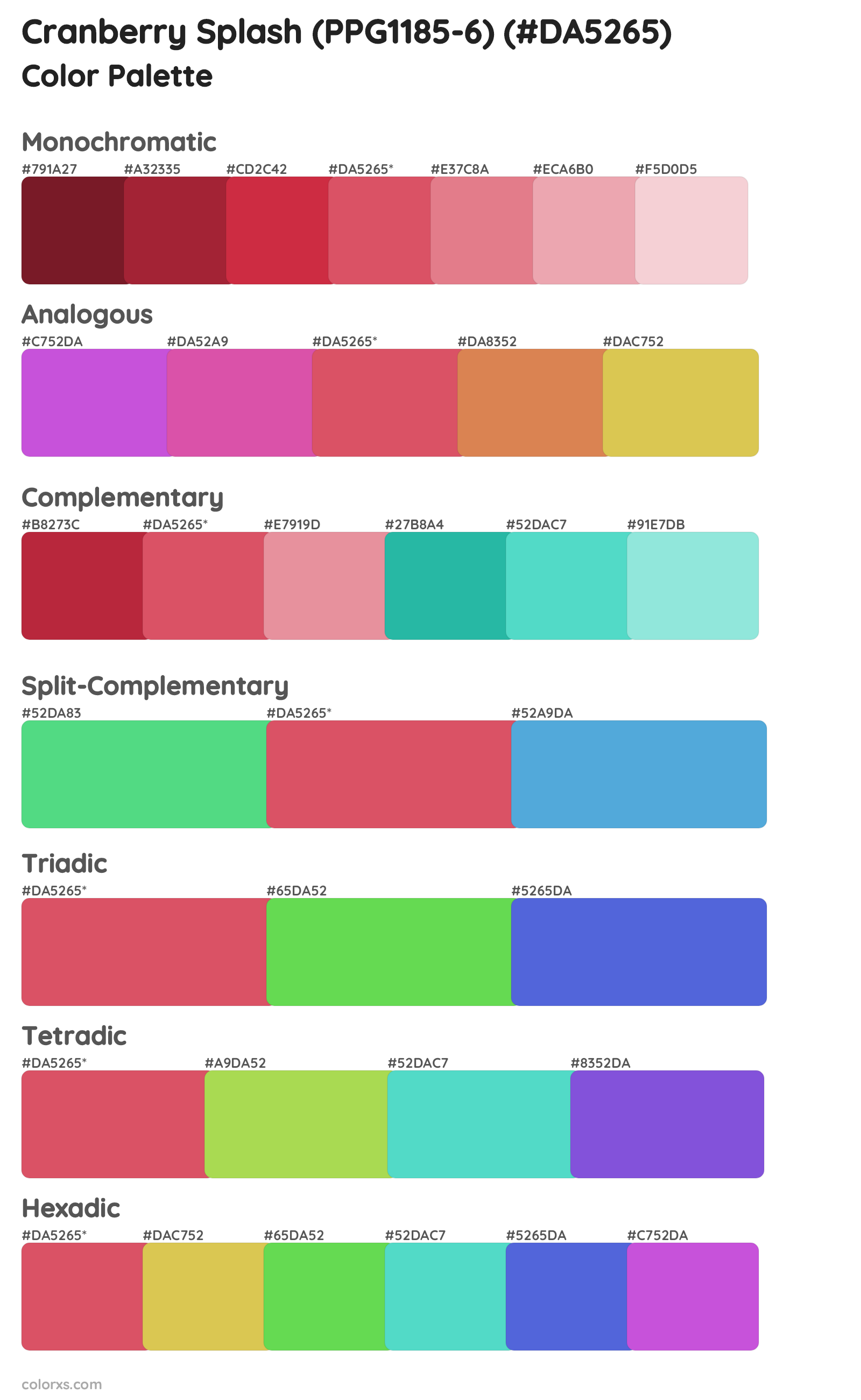 Cranberry Splash (PPG1185-6) Color Scheme Palettes