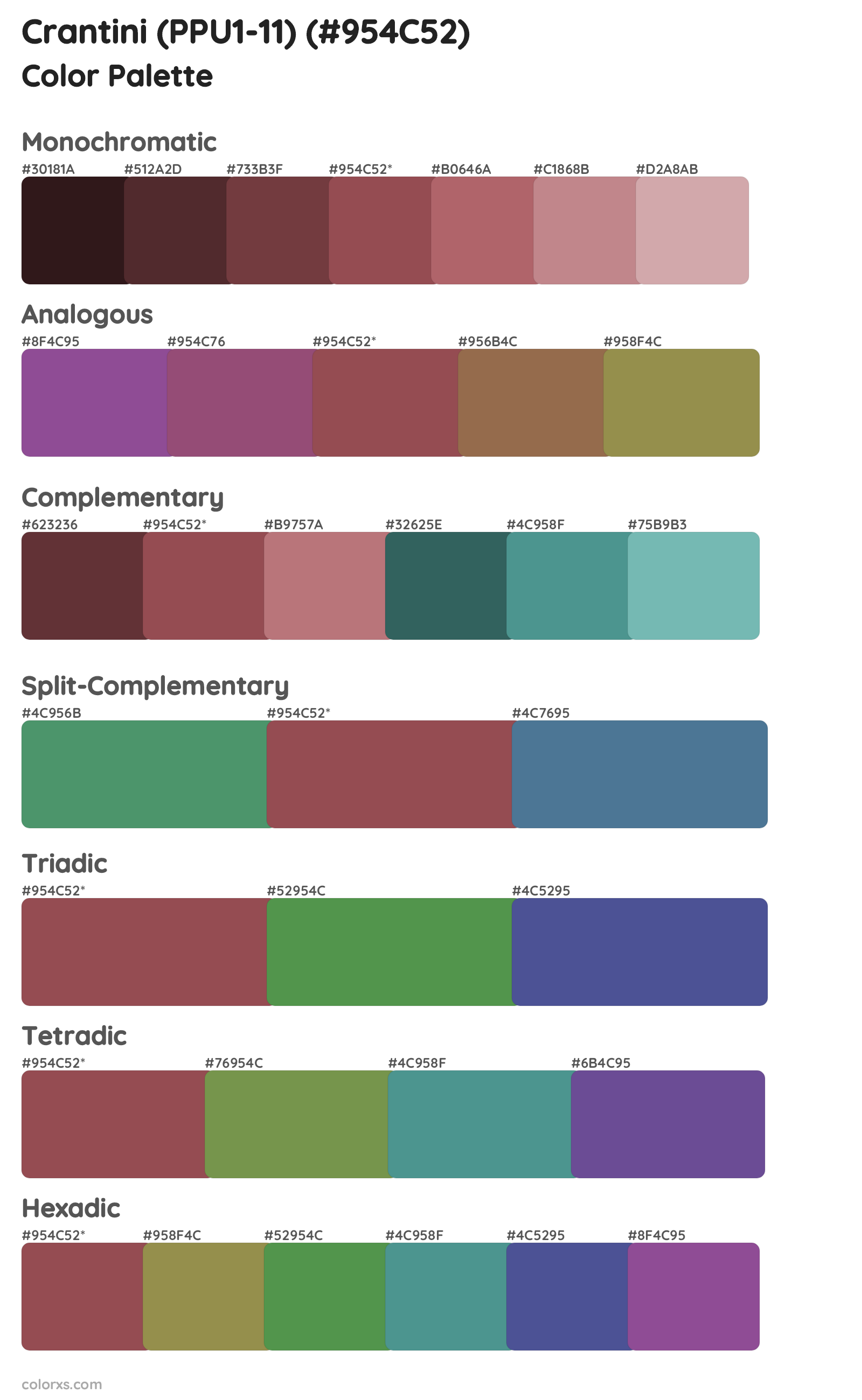 Crantini (PPU1-11) Color Scheme Palettes
