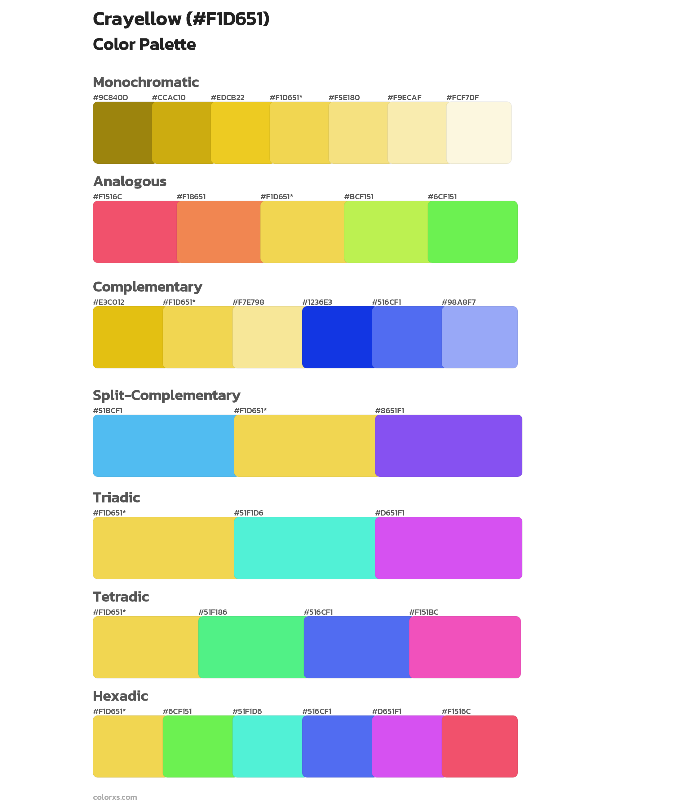 Crayellow Color Scheme Palettes