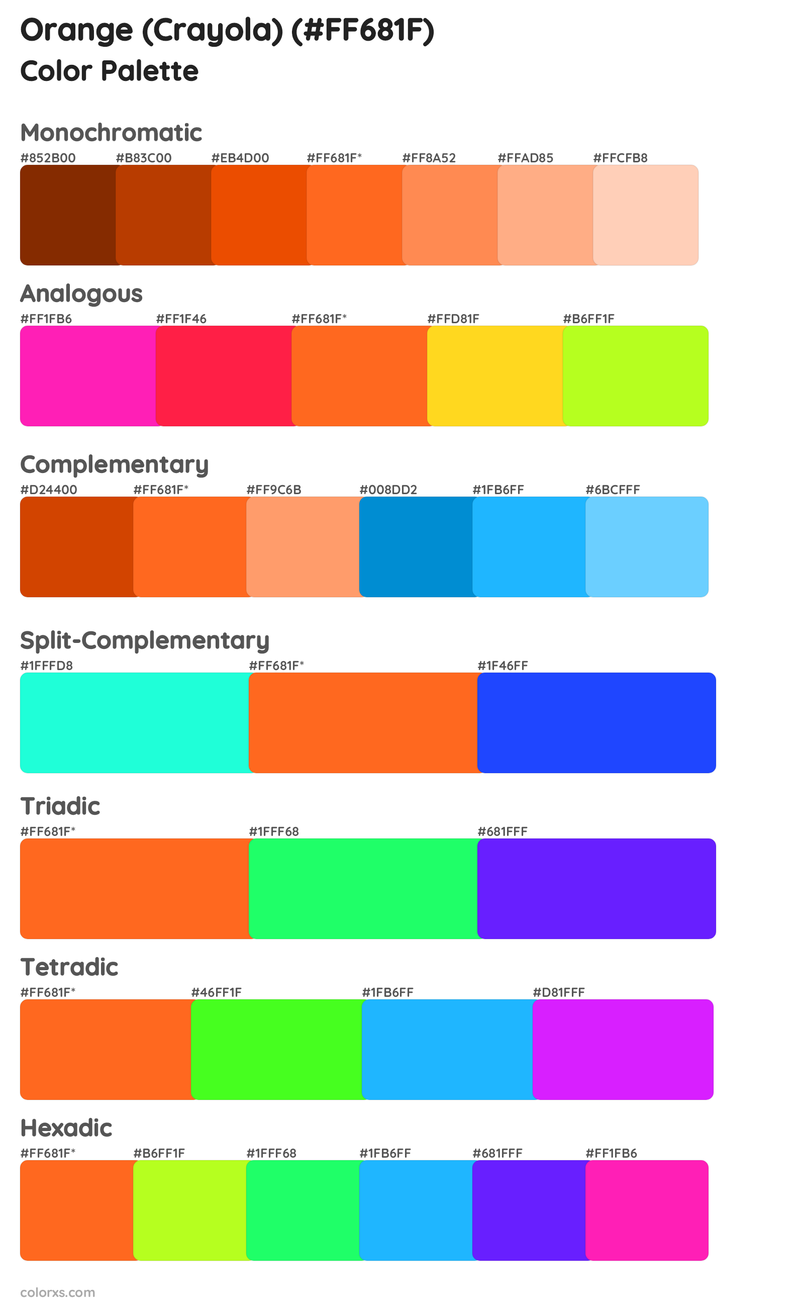 Orange (Crayola) Color Scheme Palettes