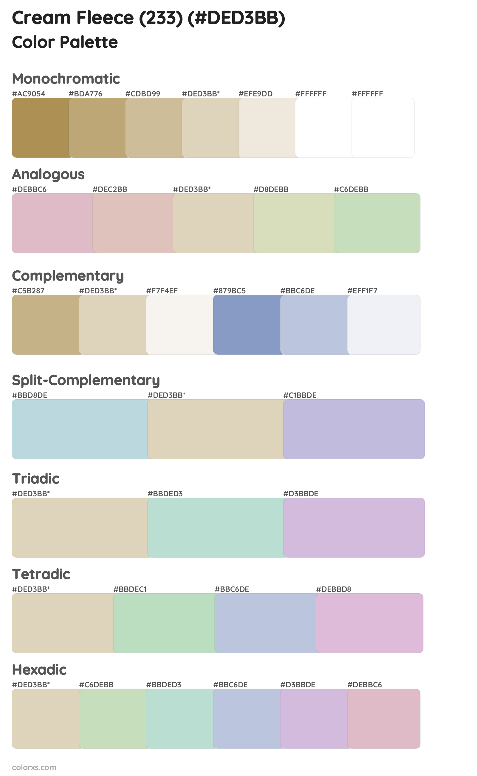 Cream Fleece (233) Color Scheme Palettes