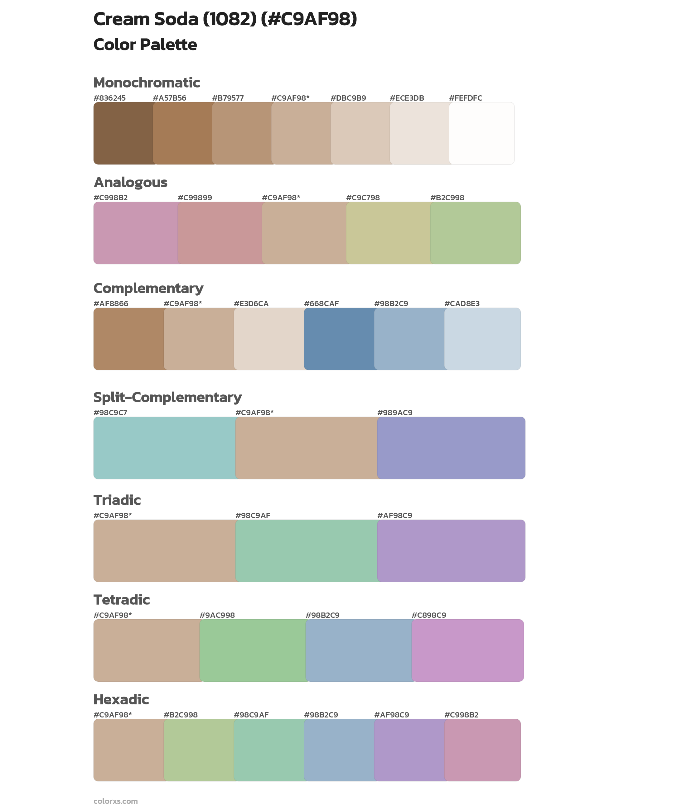 Cream Soda (1082) Color Scheme Palettes