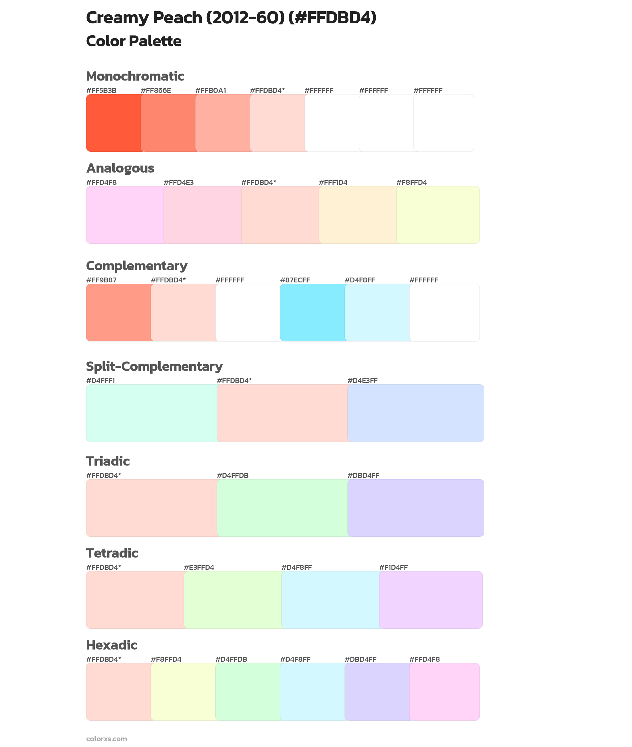 Creamy Peach (2012-60) Color Scheme Palettes