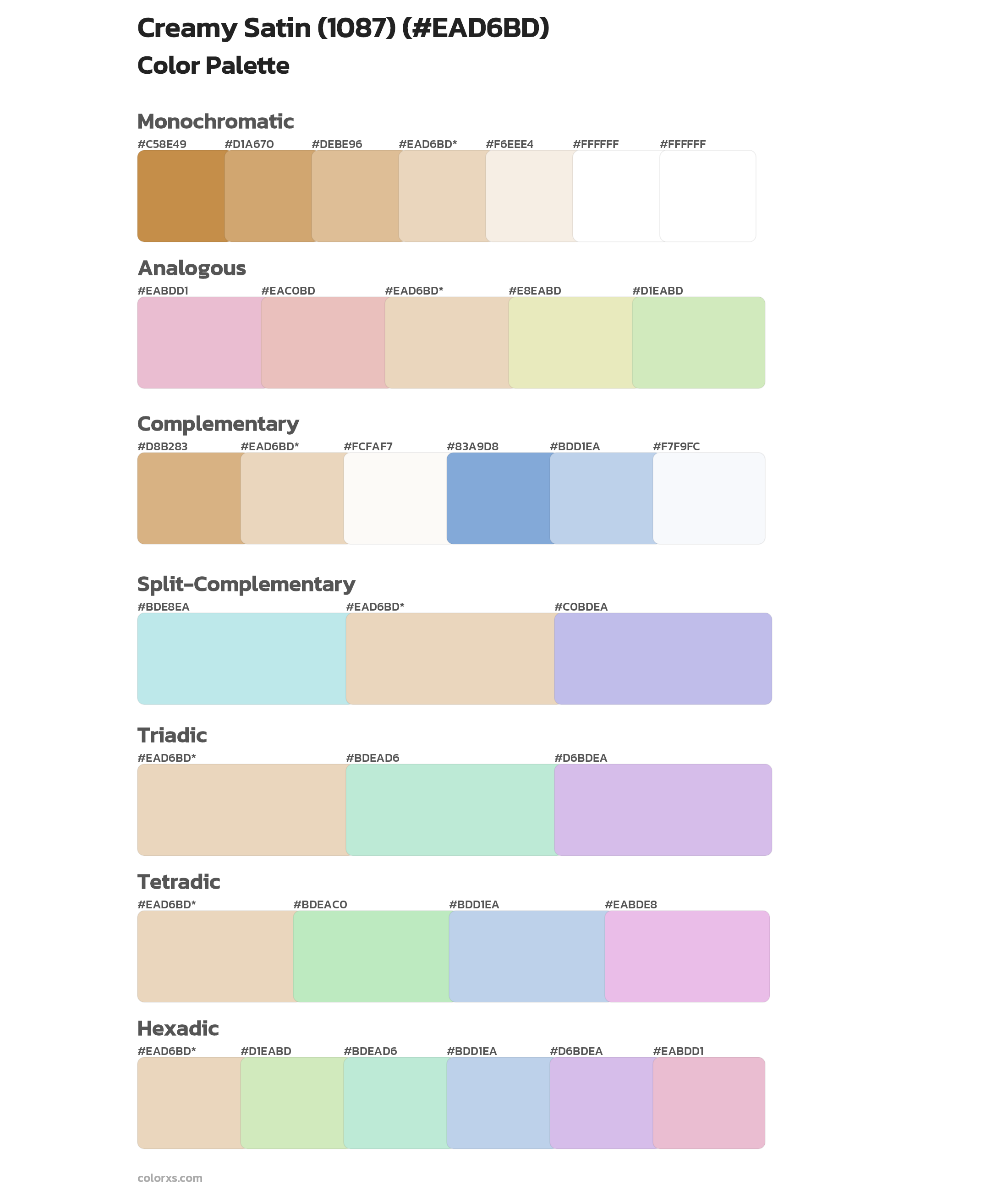 Creamy Satin (1087) Color Scheme Palettes