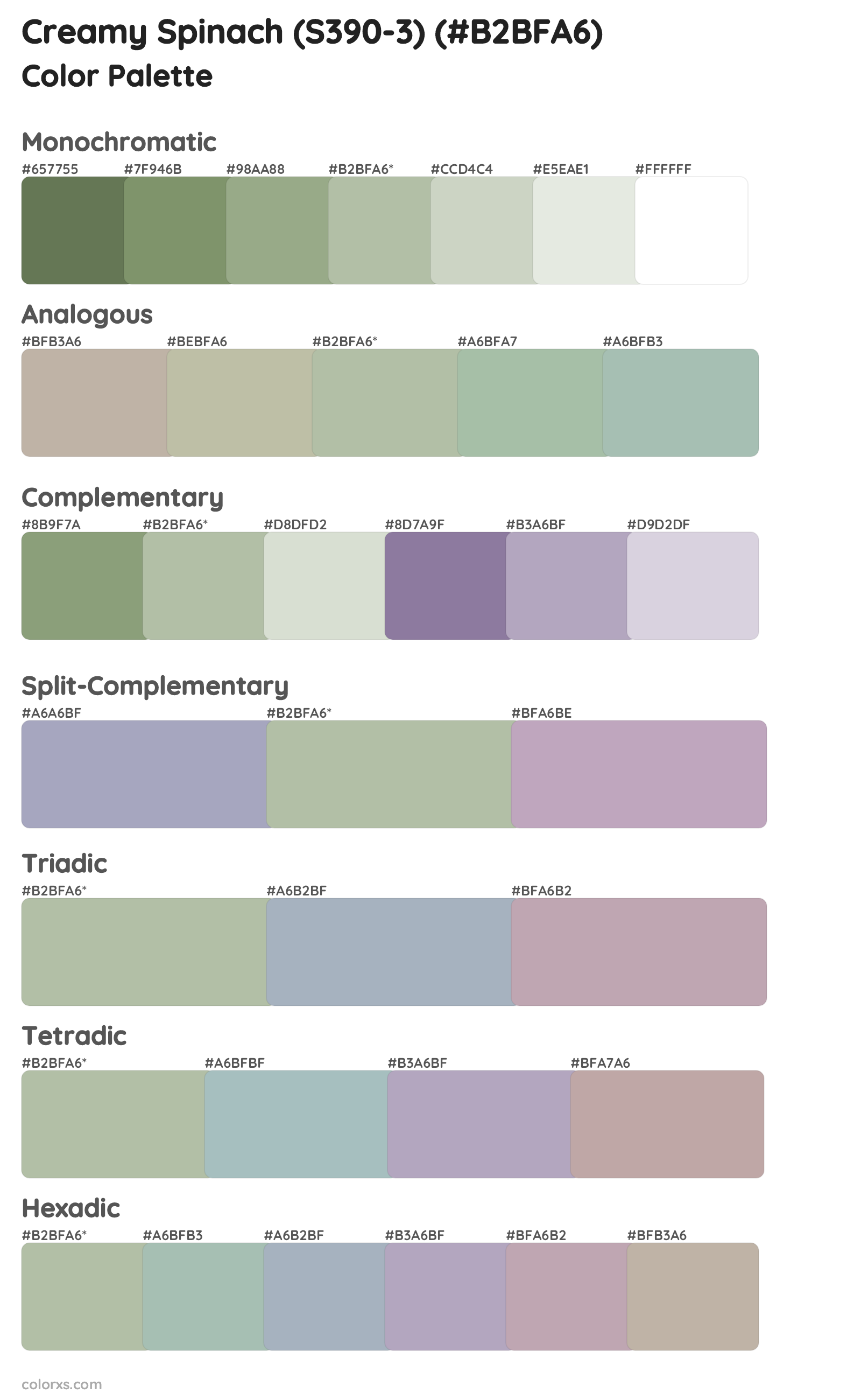 Creamy Spinach (S390-3) Color Scheme Palettes