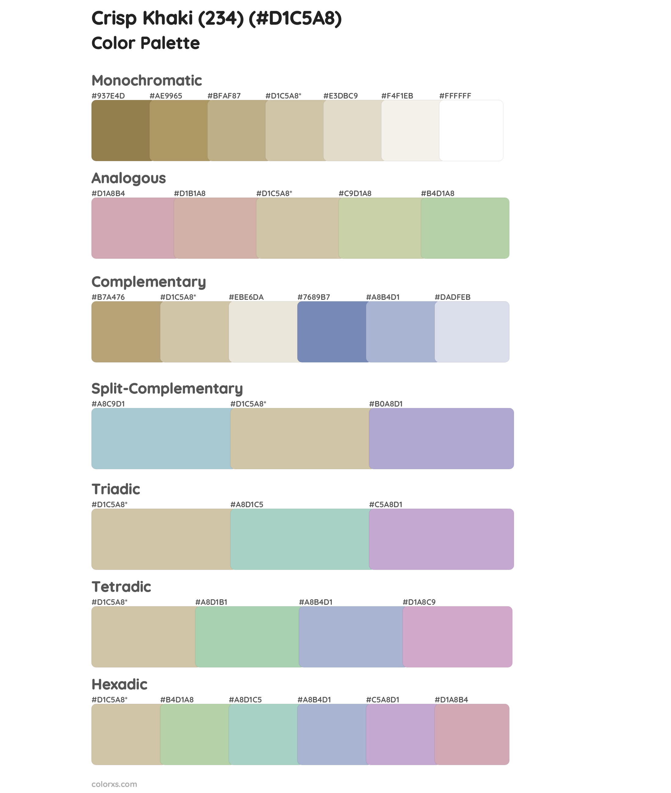 Crisp Khaki (234) Color Scheme Palettes