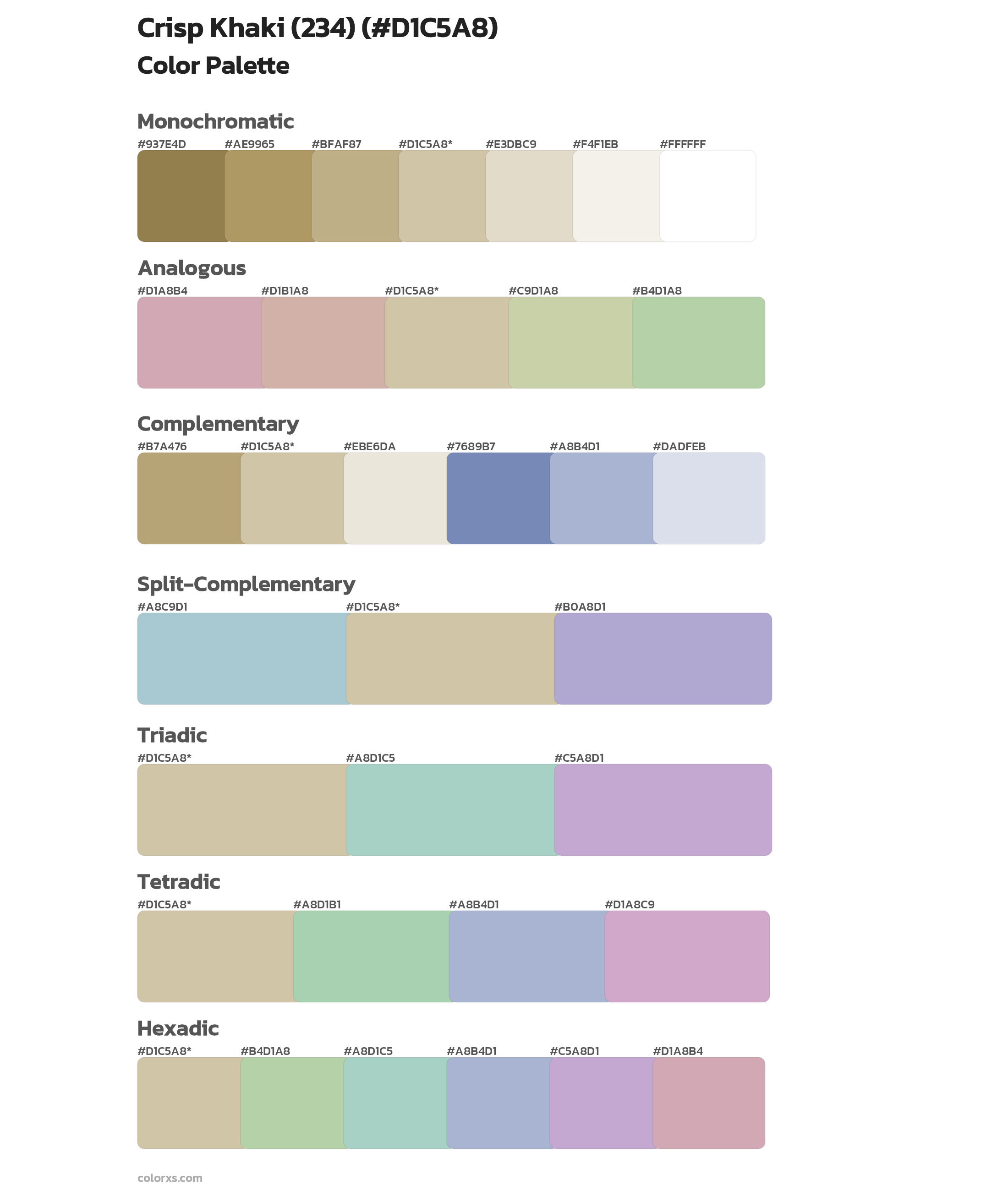 Crisp Khaki (234) Color Scheme Palettes