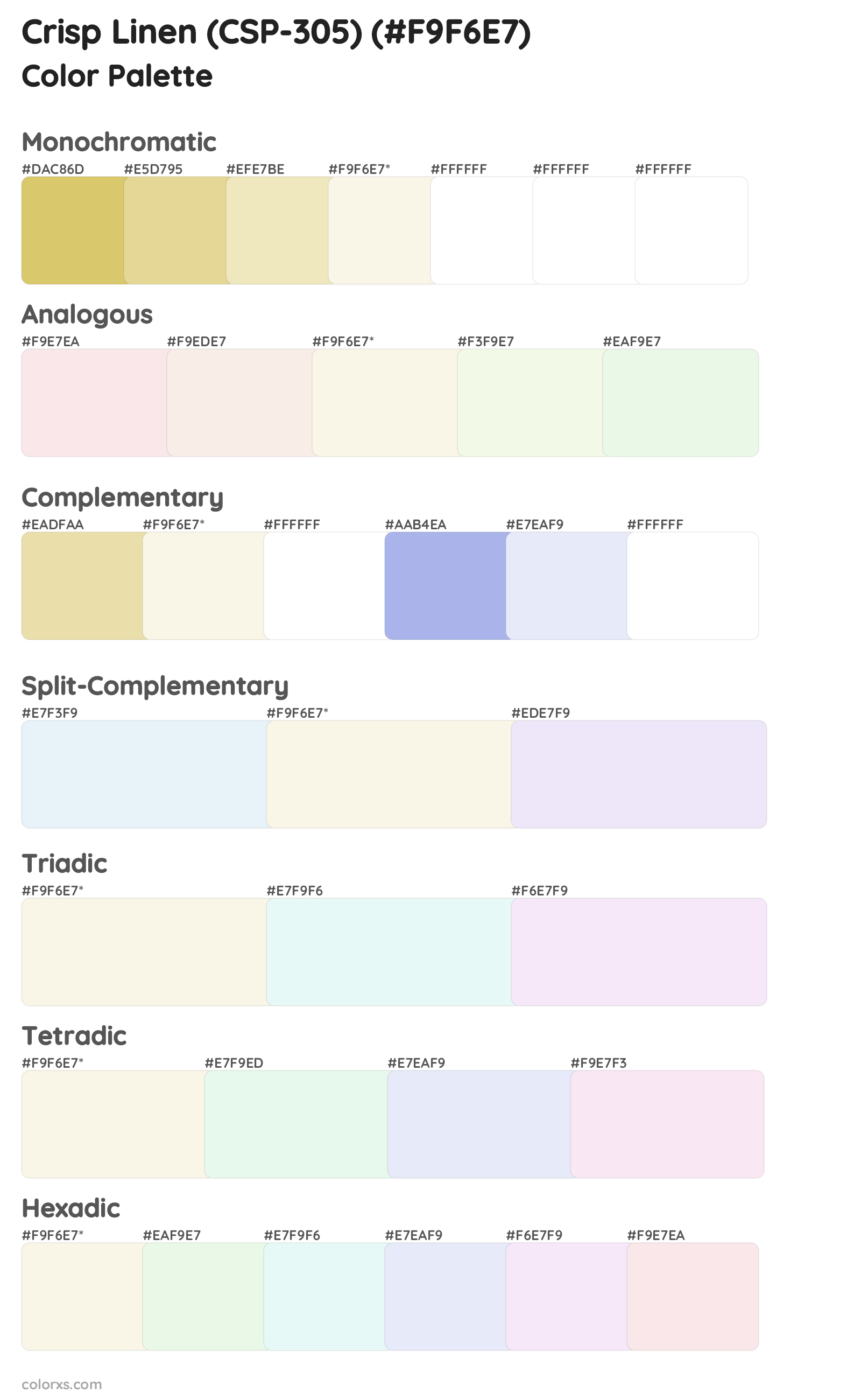 Crisp Linen (CSP-305) Color Scheme Palettes