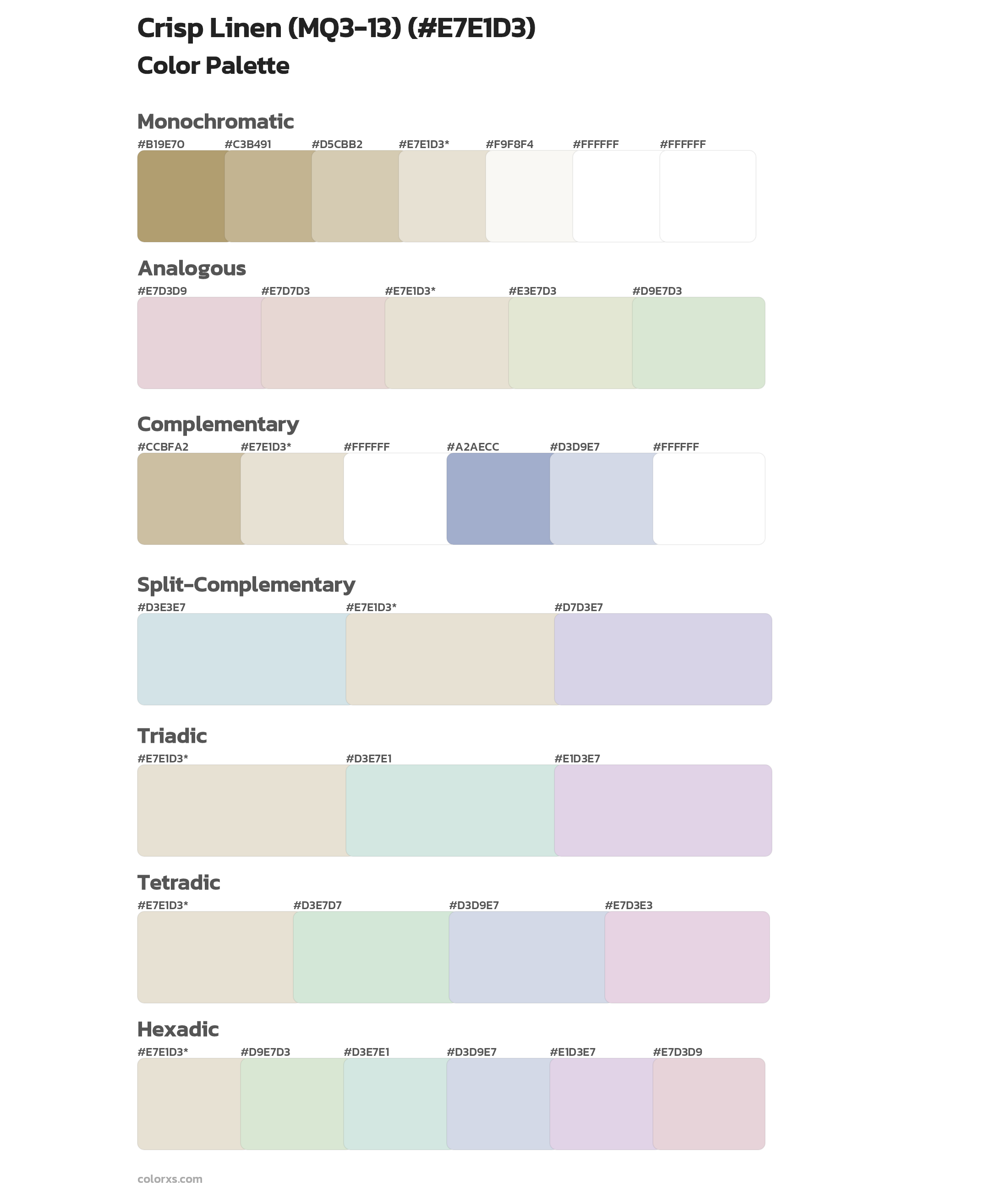 Crisp Linen (MQ3-13) Color Scheme Palettes