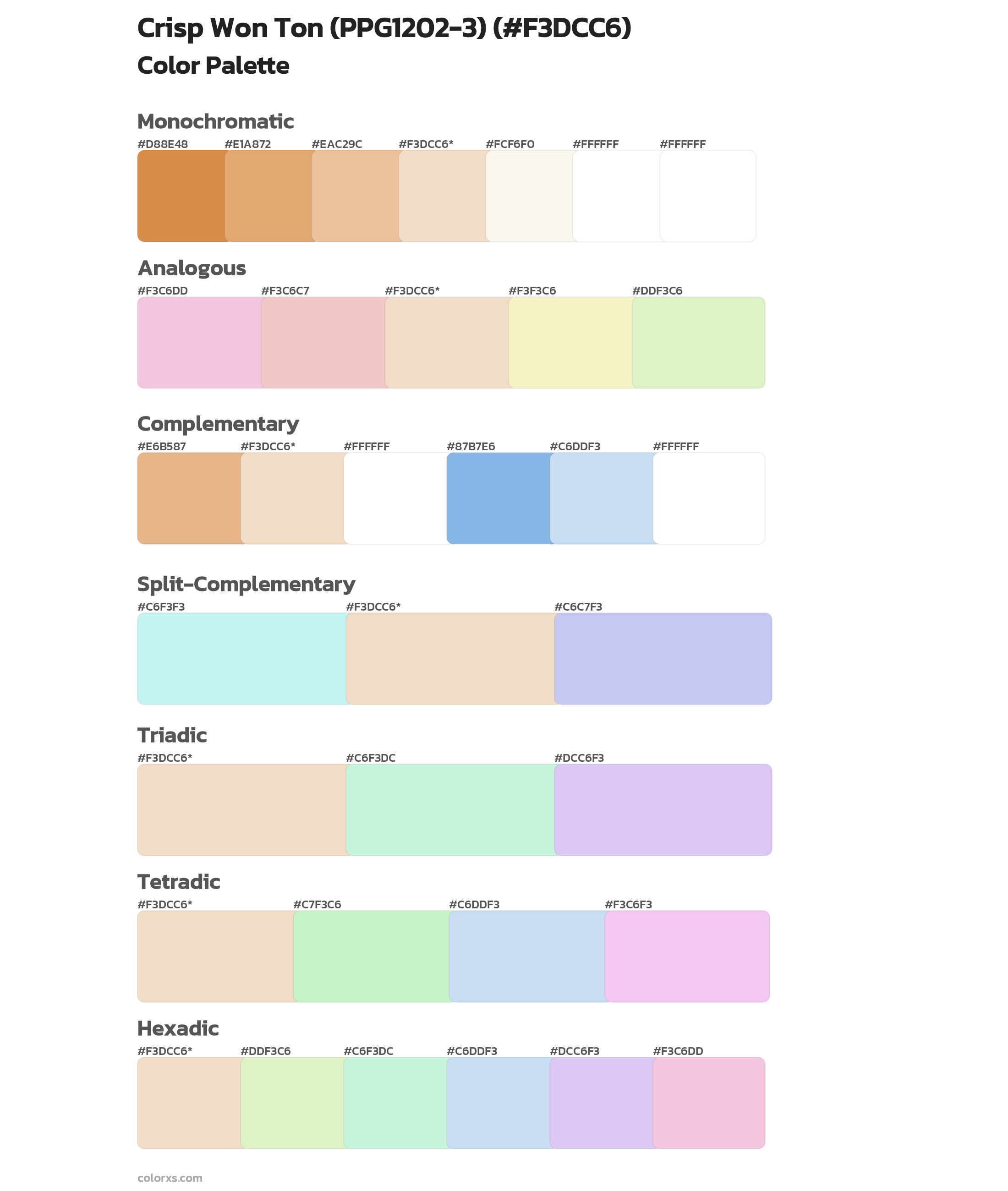 Crisp Won Ton (PPG1202-3) Color Scheme Palettes
