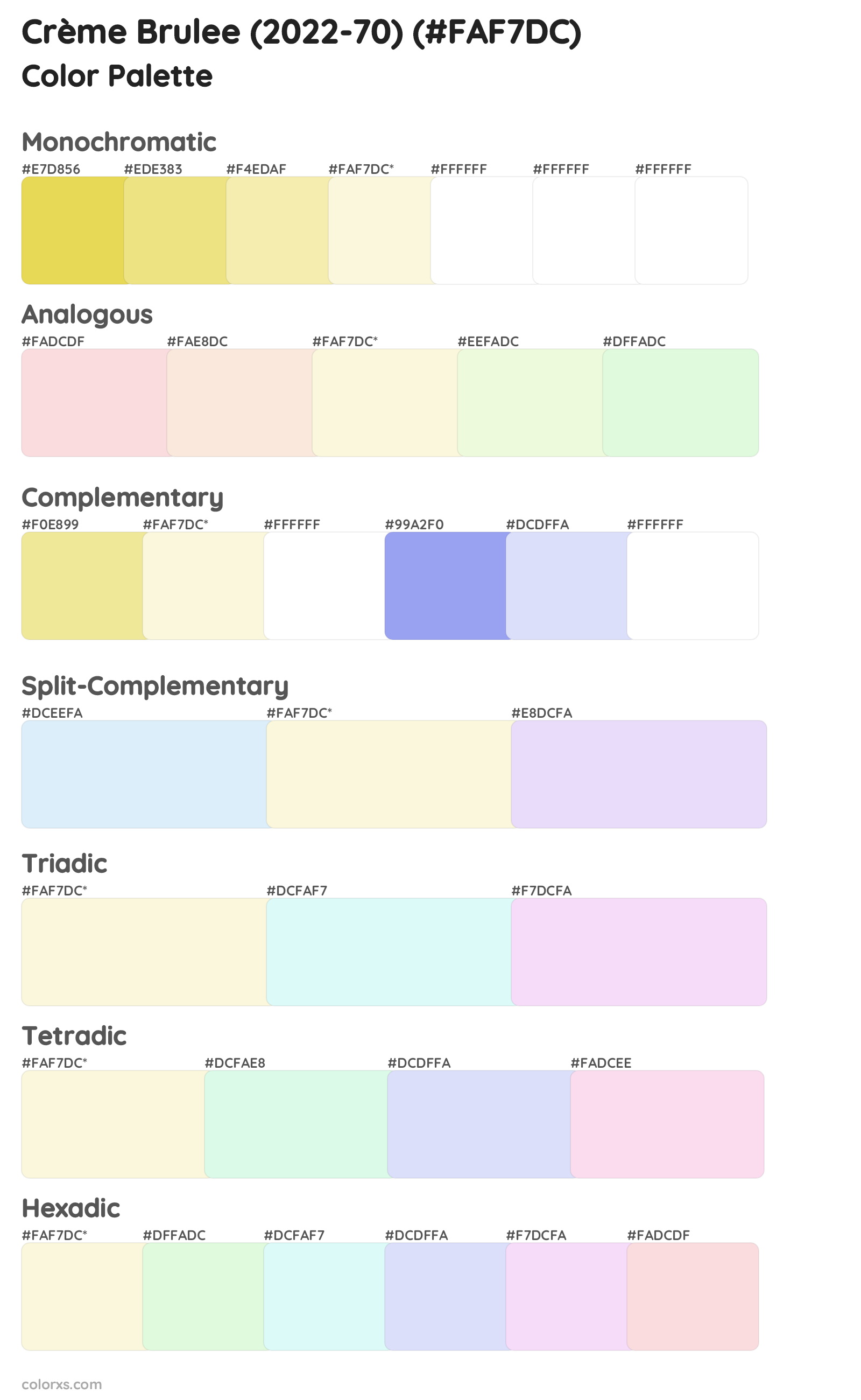 Crème Brulee (2022-70) Color Scheme Palettes