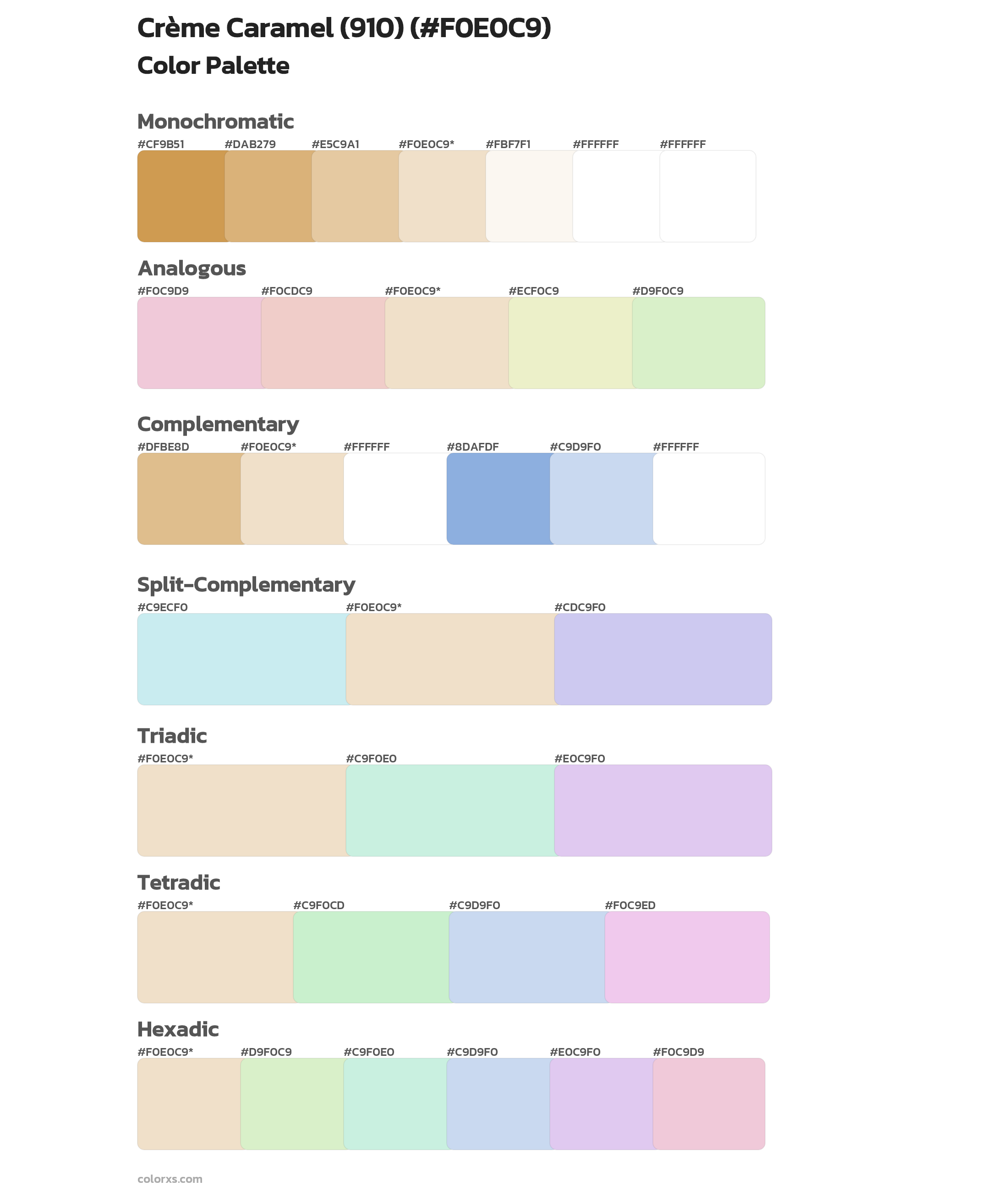 Crème Caramel (910) Color Scheme Palettes
