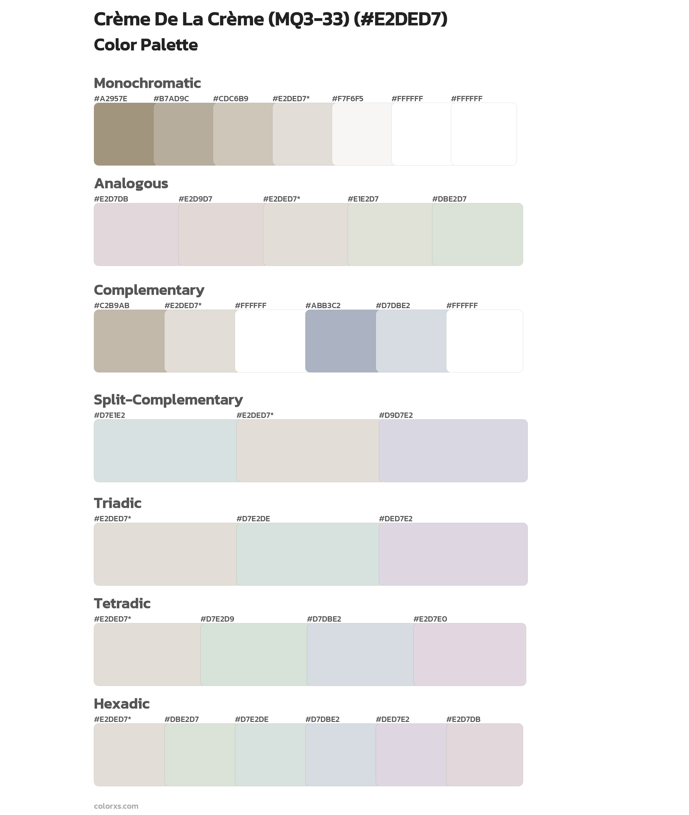 Crème De La Crème (MQ3-33) Color Scheme Palettes