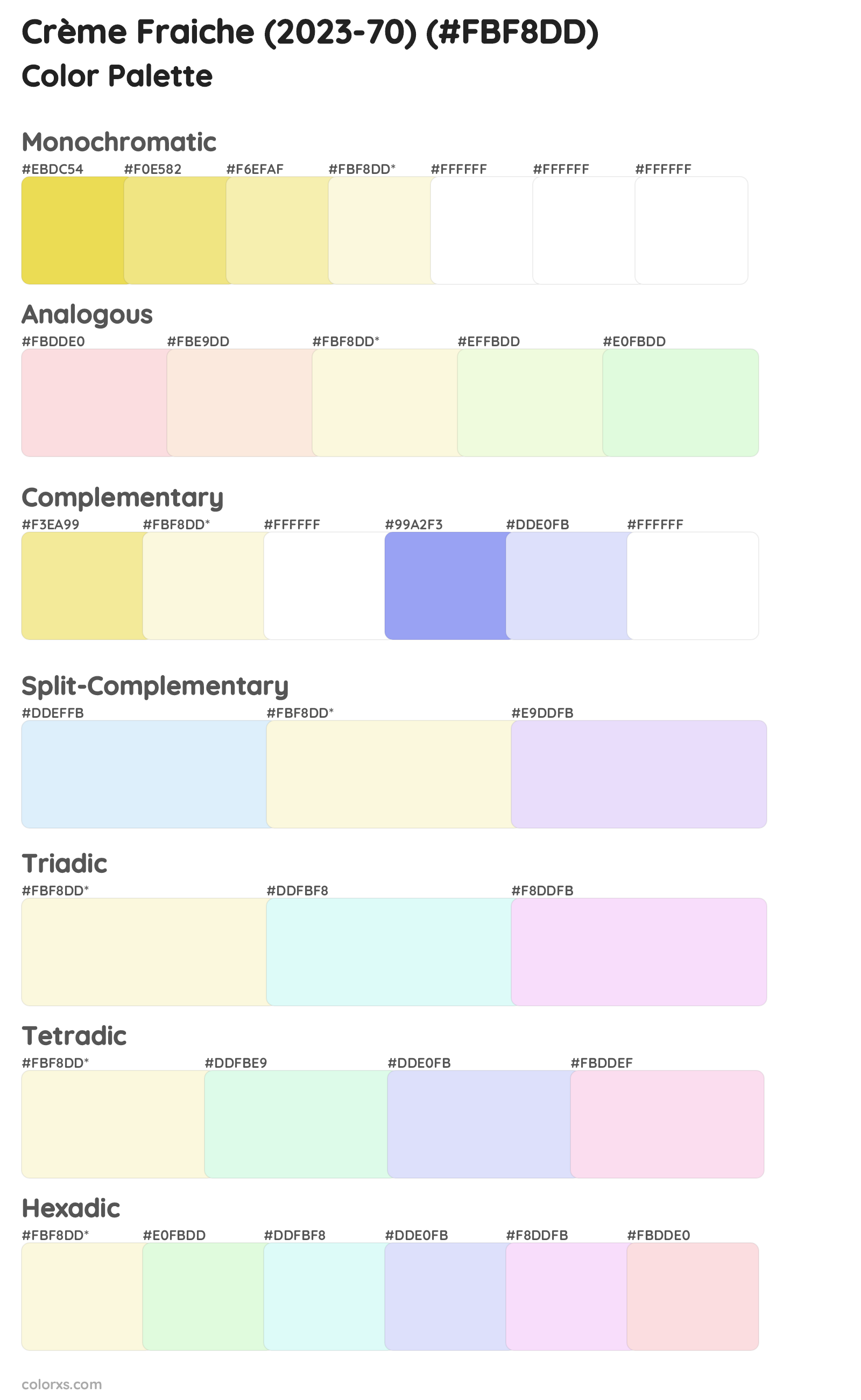Crème Fraiche (2023-70) Color Scheme Palettes