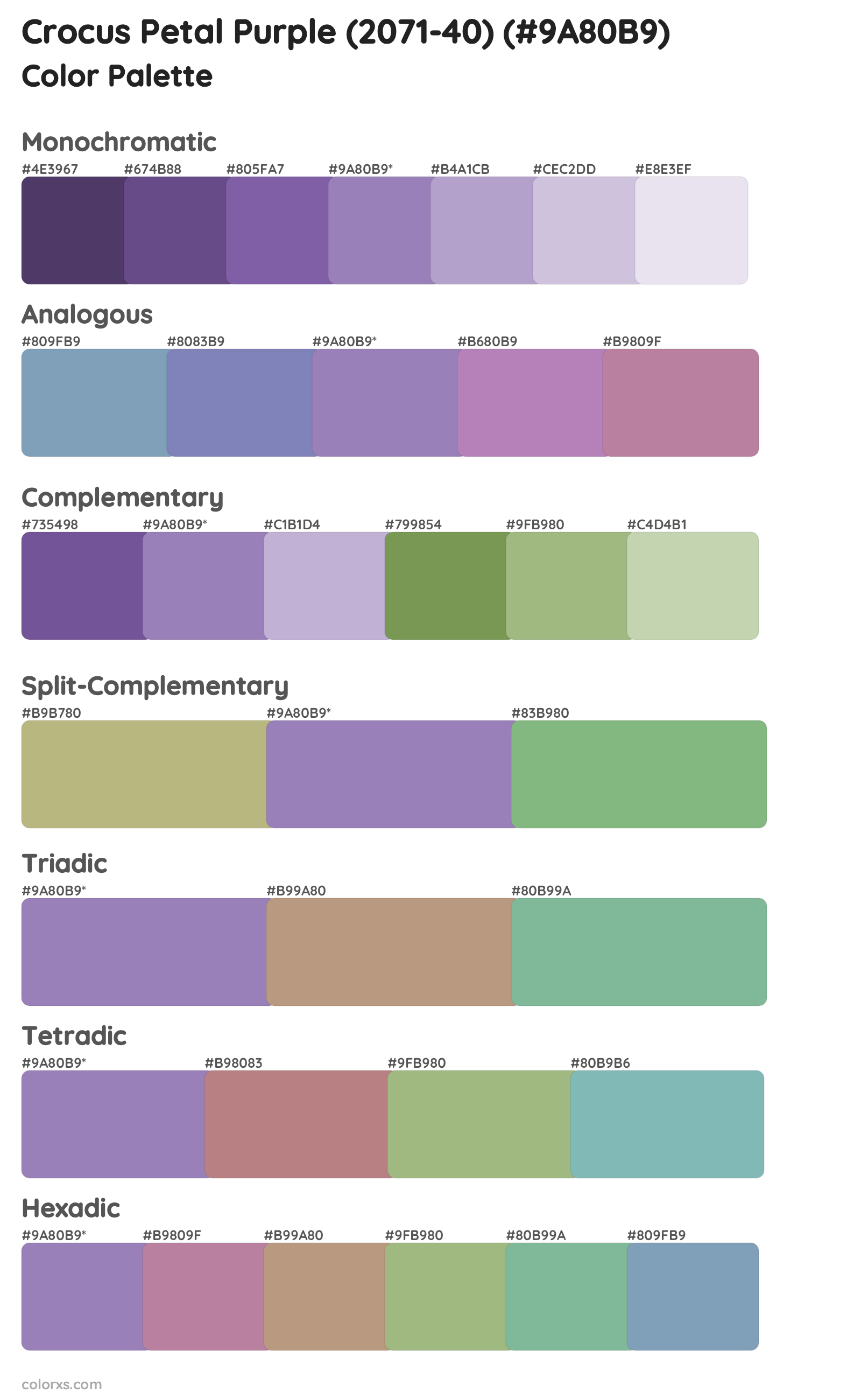 Crocus Petal Purple (2071-40) Color Scheme Palettes