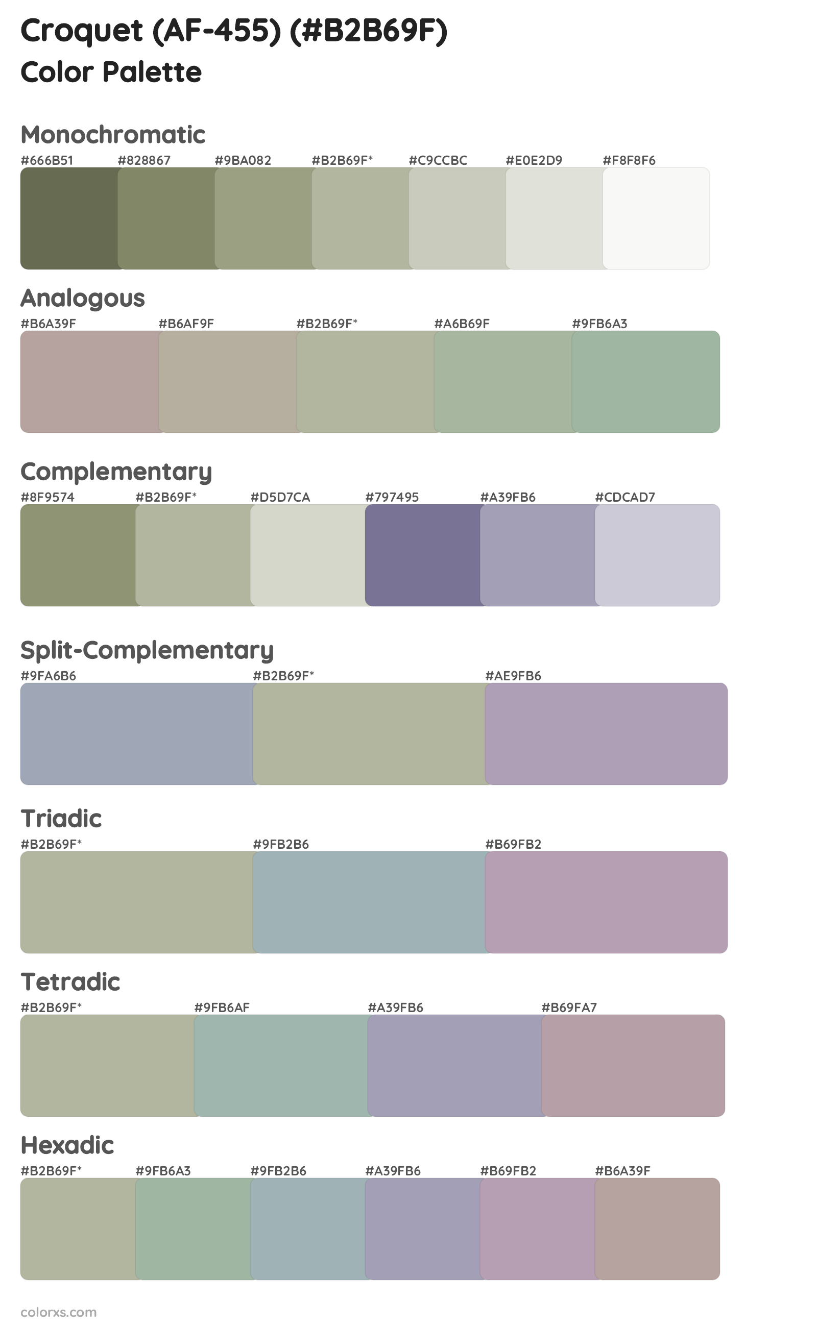 Croquet (AF-455) Color Scheme Palettes