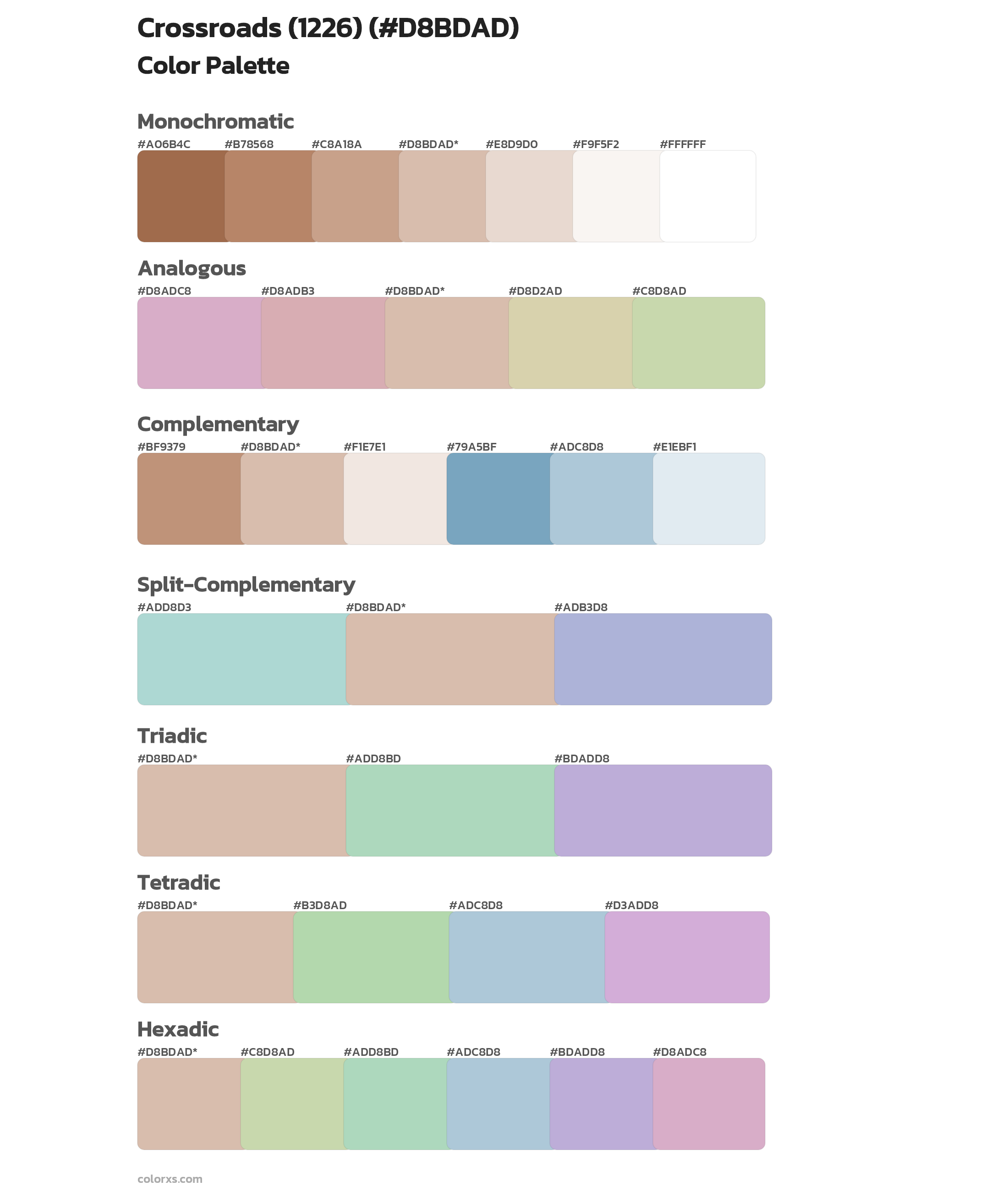Crossroads (1226) Color Scheme Palettes