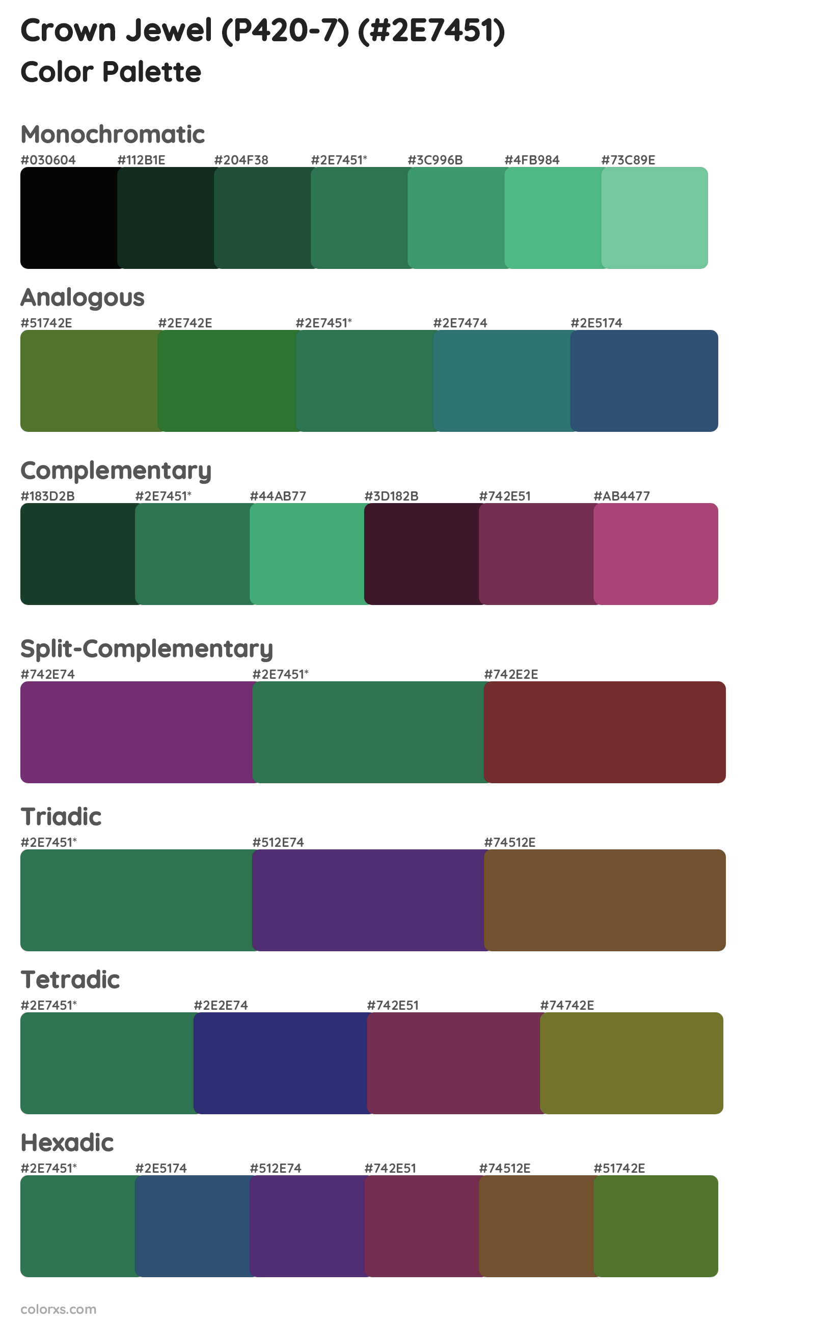 Crown Jewel (P420-7) Color Scheme Palettes