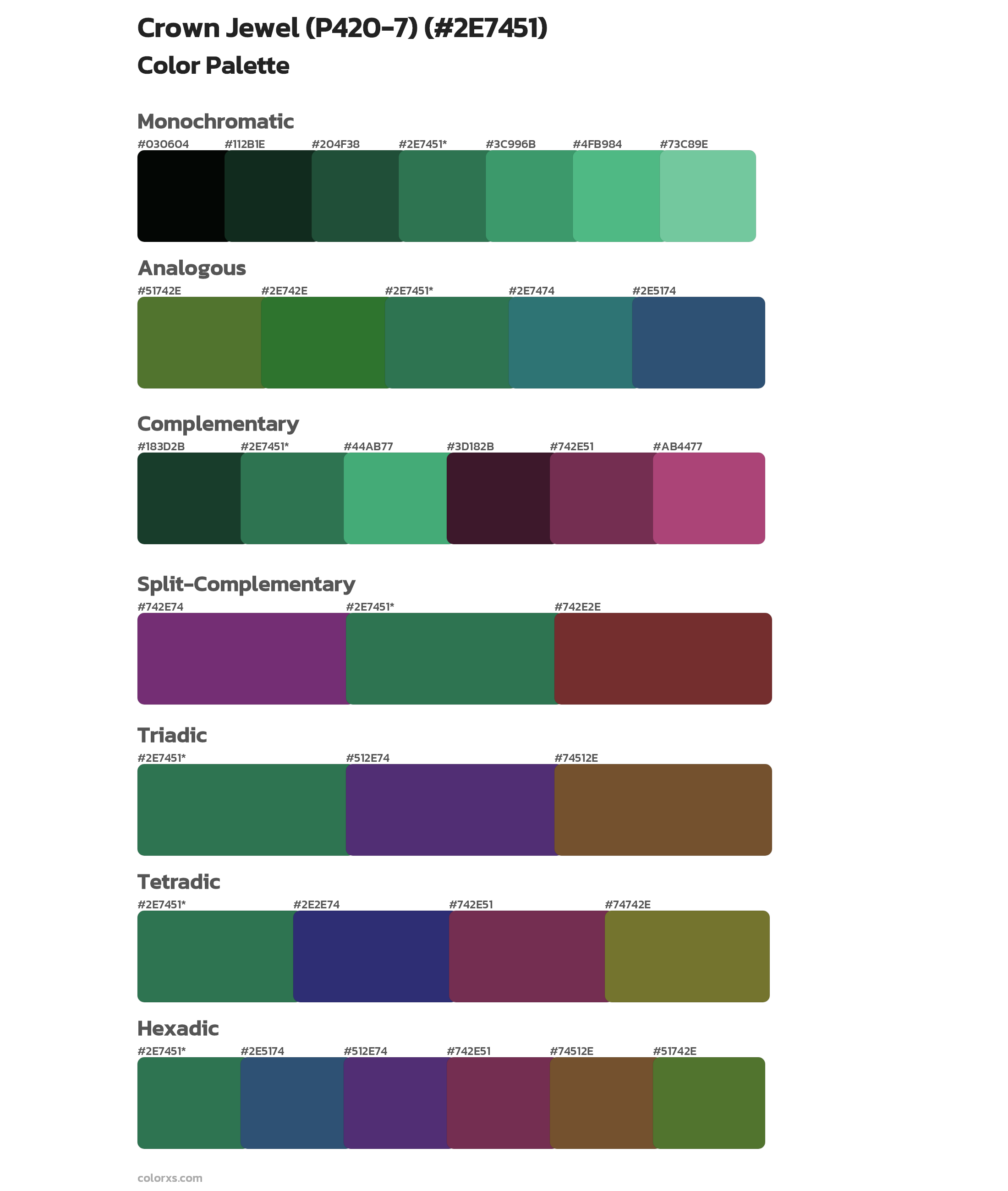 Crown Jewel (P420-7) Color Scheme Palettes